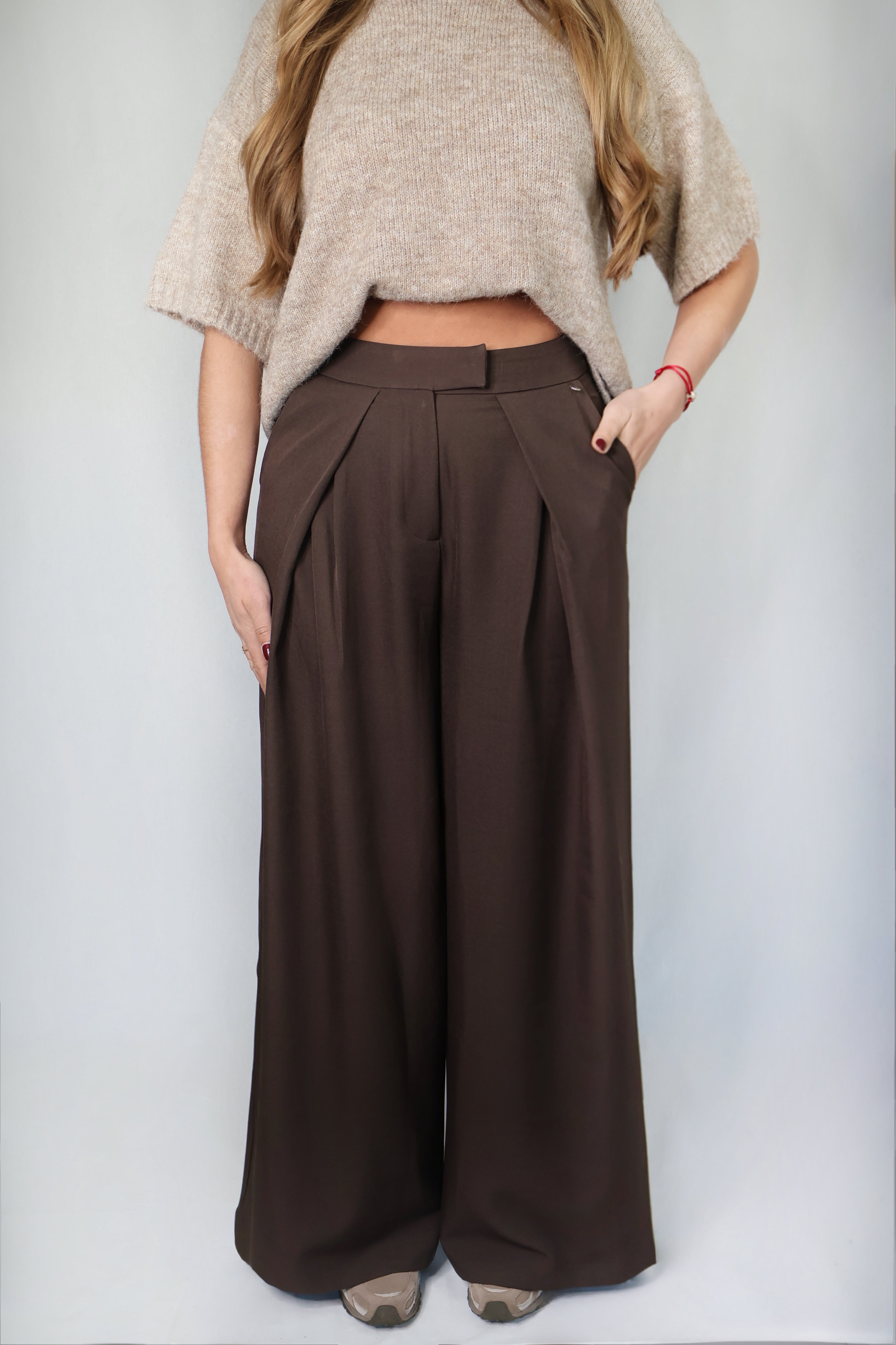 Ambika Pantalon Plooi Bruin | Maeve
