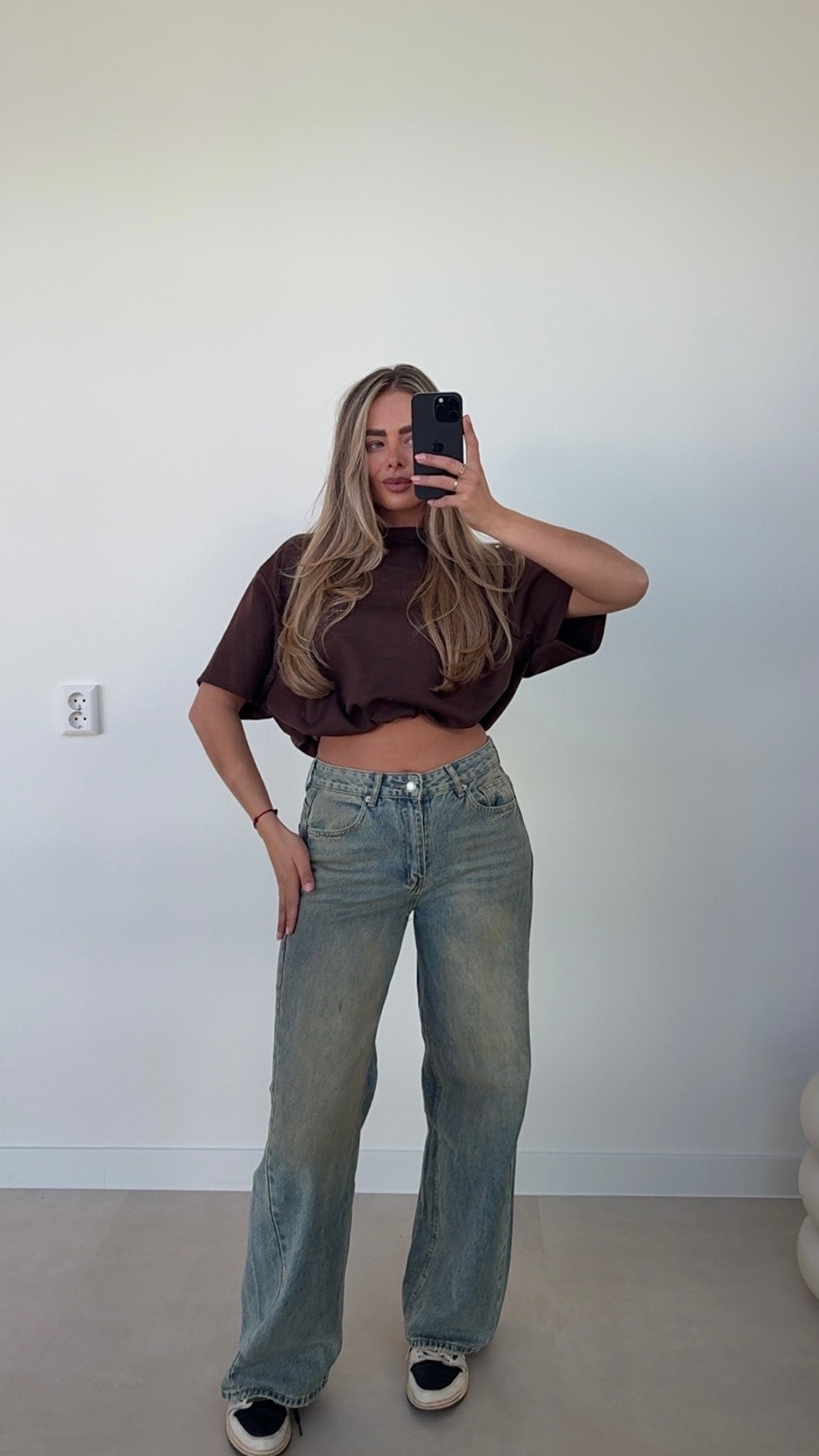 Cropped Stretch T-shirt Bruin