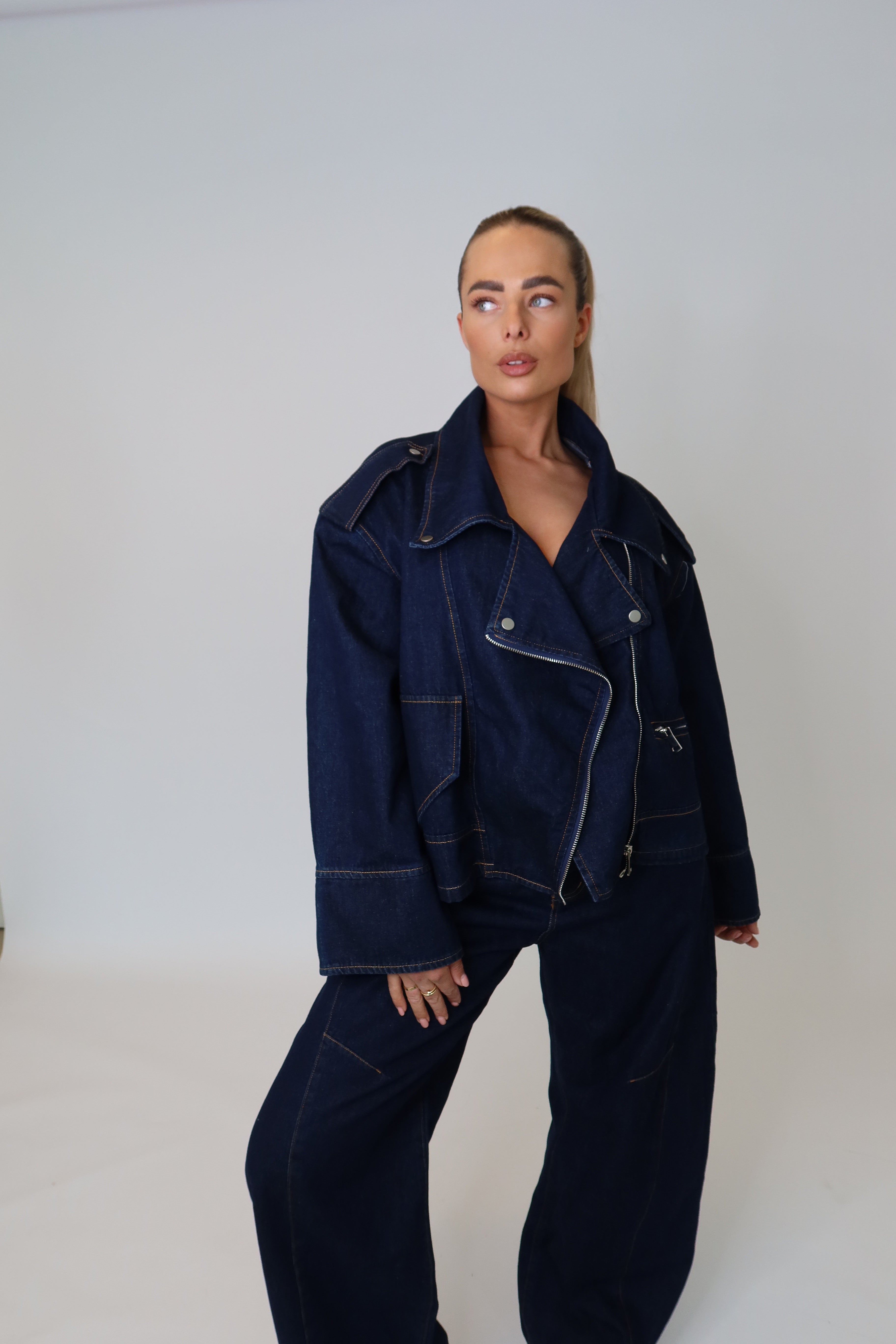 Oversized Denim Jacket Blauw