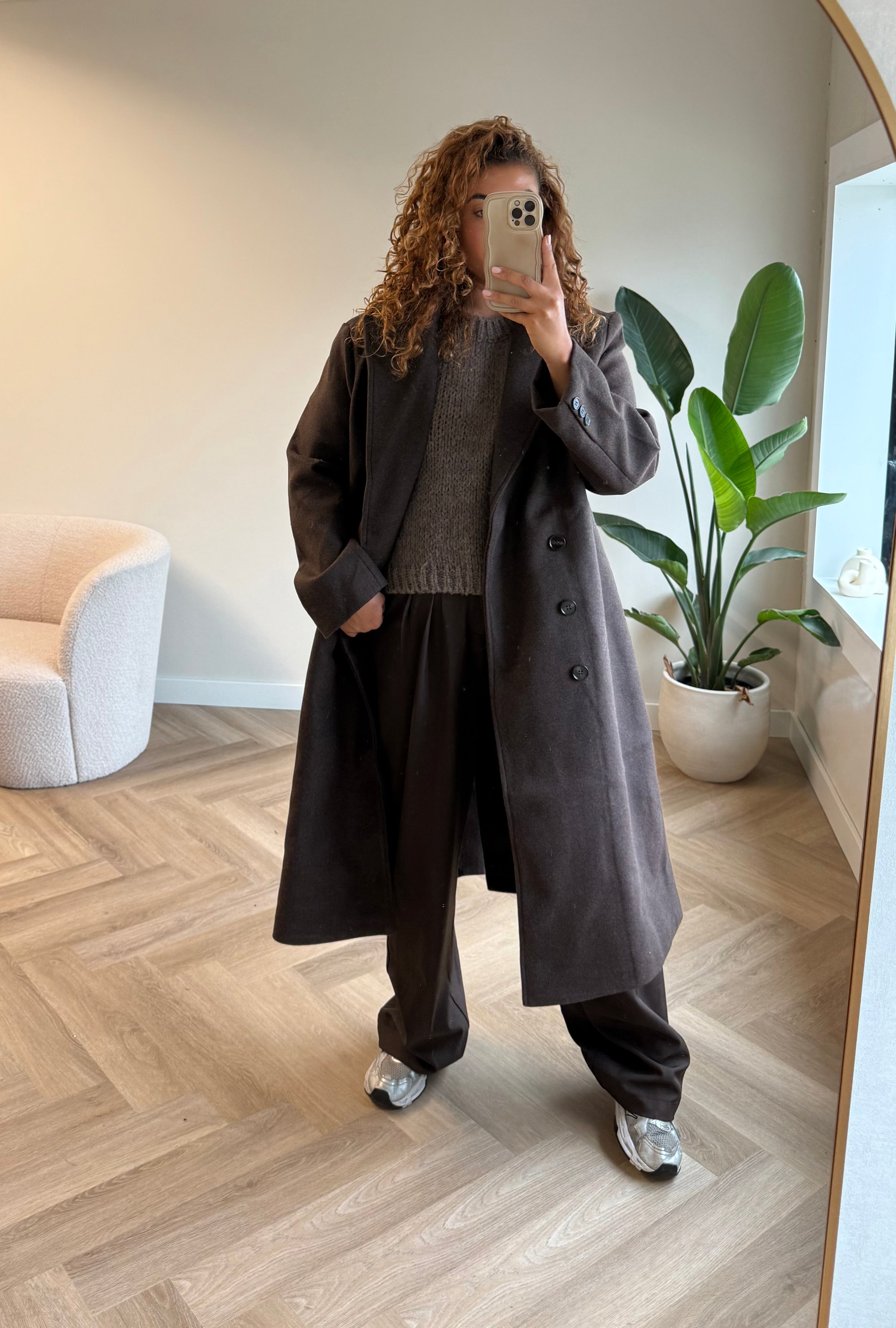 Lange Mantel Jas Bruin | Frankie