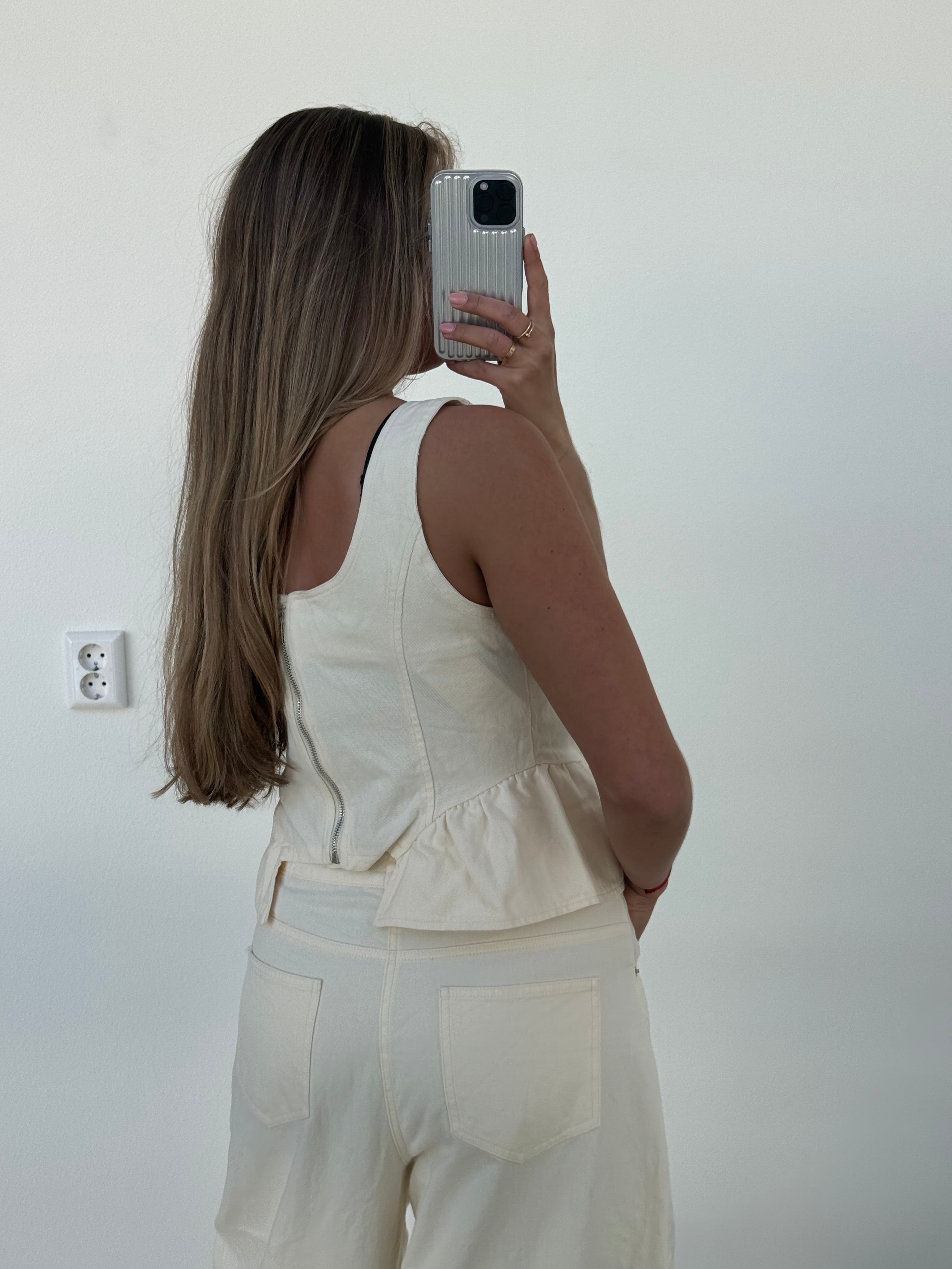 Denim Set Peplum Top Crème | Sammy