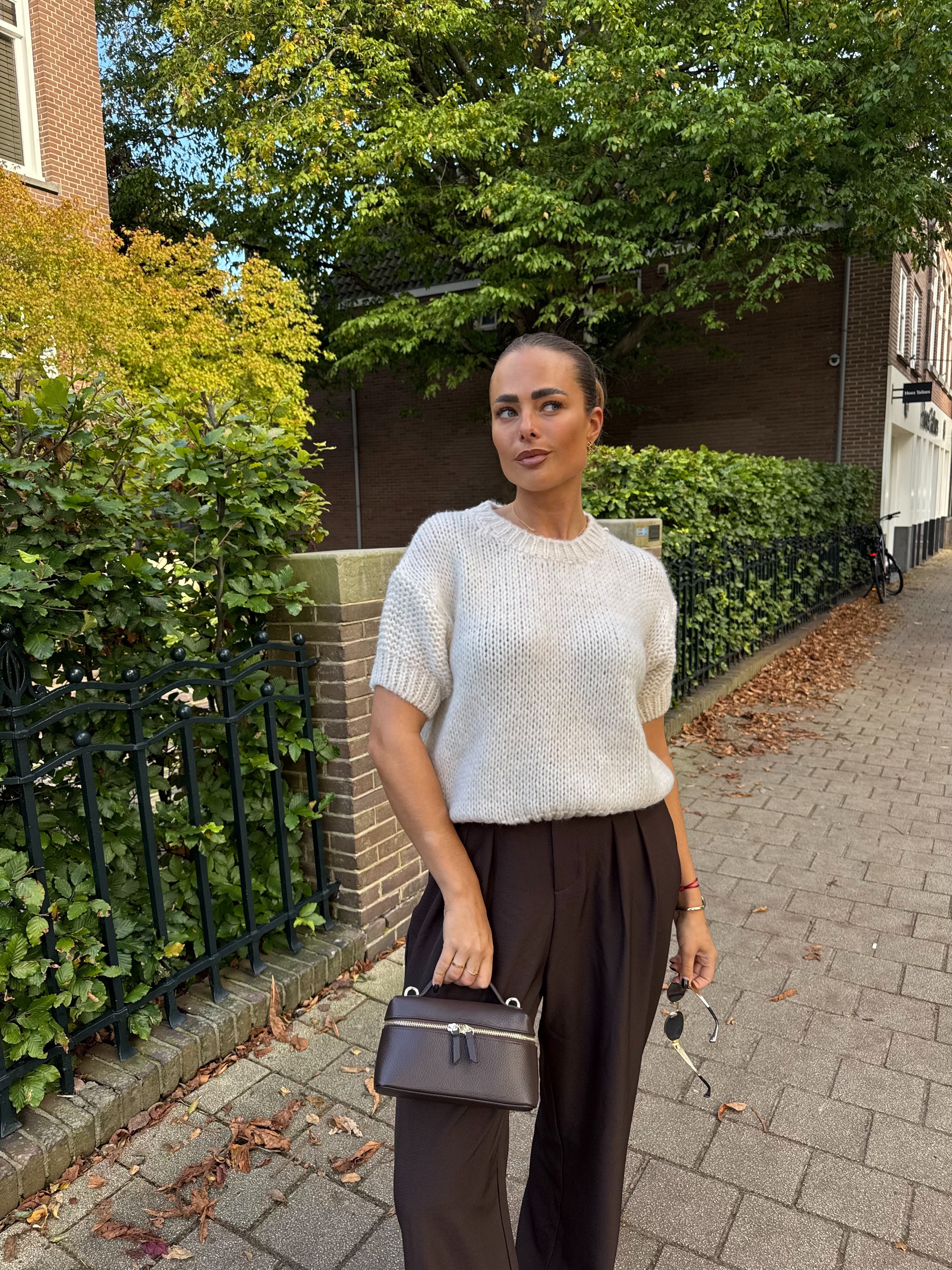 Knit Trui Korte Mouw Crème | Nori