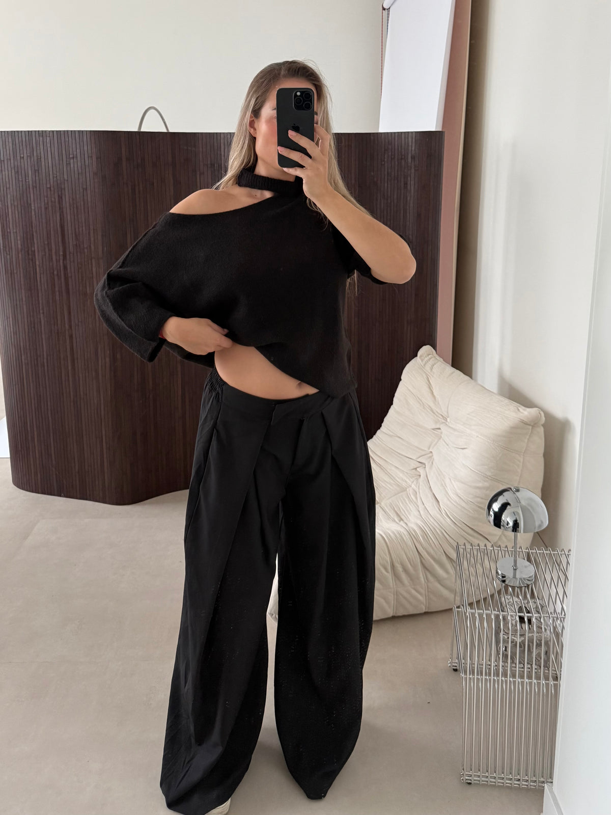 Knit Trui Cut Out | Zwart