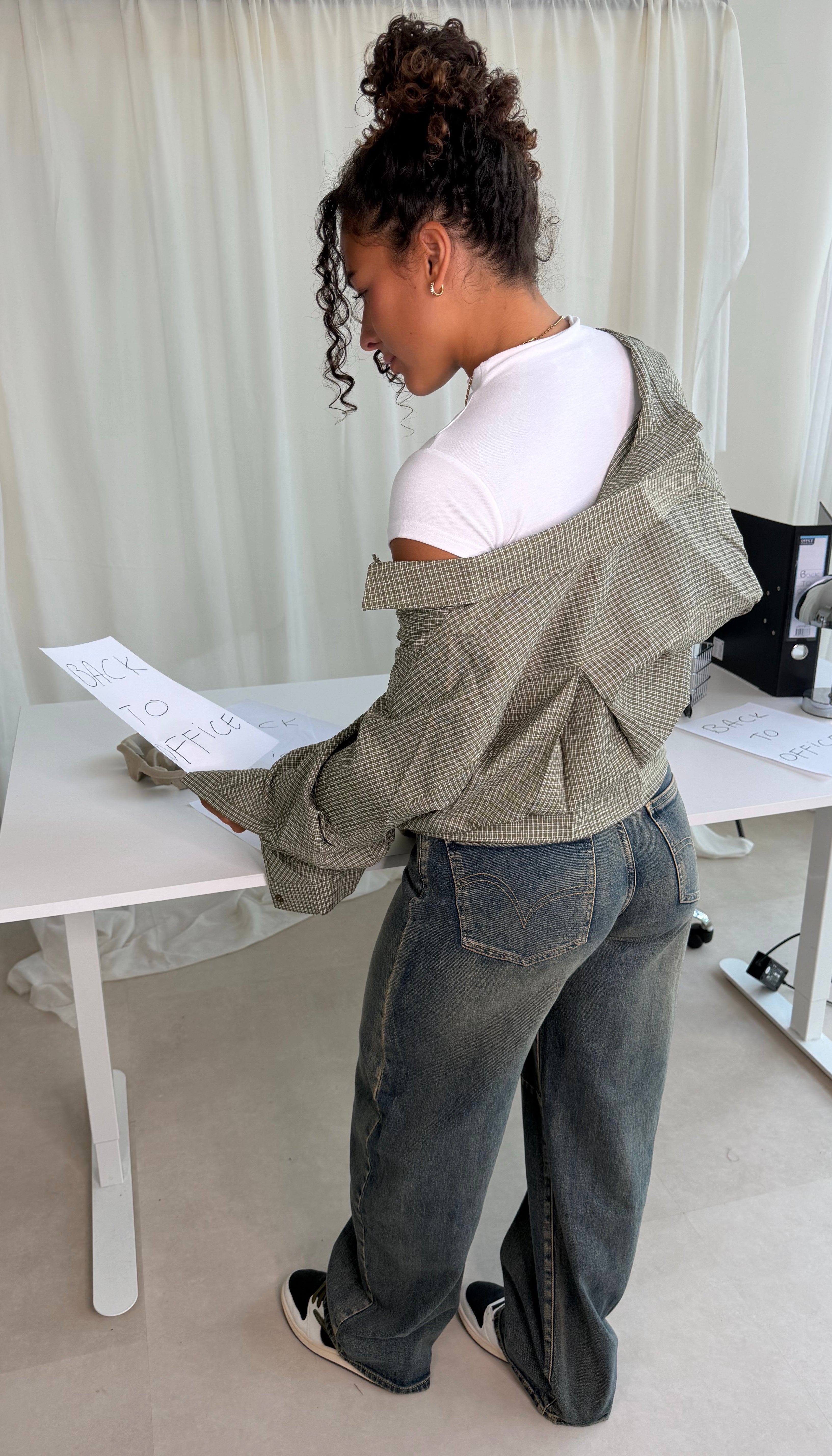 Oversized Geruite Blouse Groen | Sam