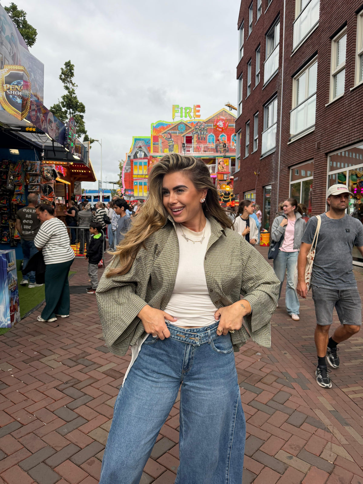 Oversized Geruite Blouse Groen | Sam