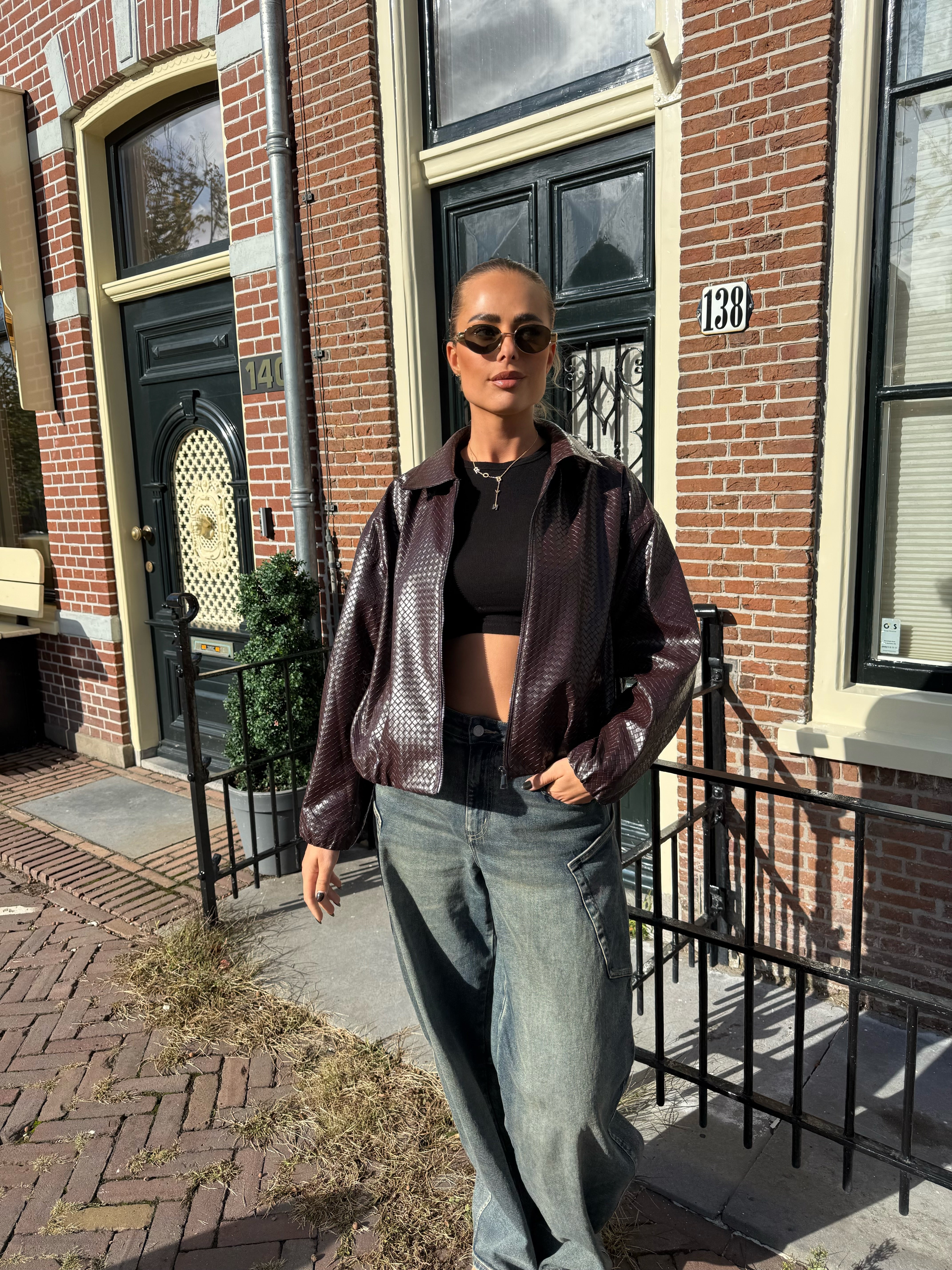 Gevlochten PU Jacket Burgundy | Robyn