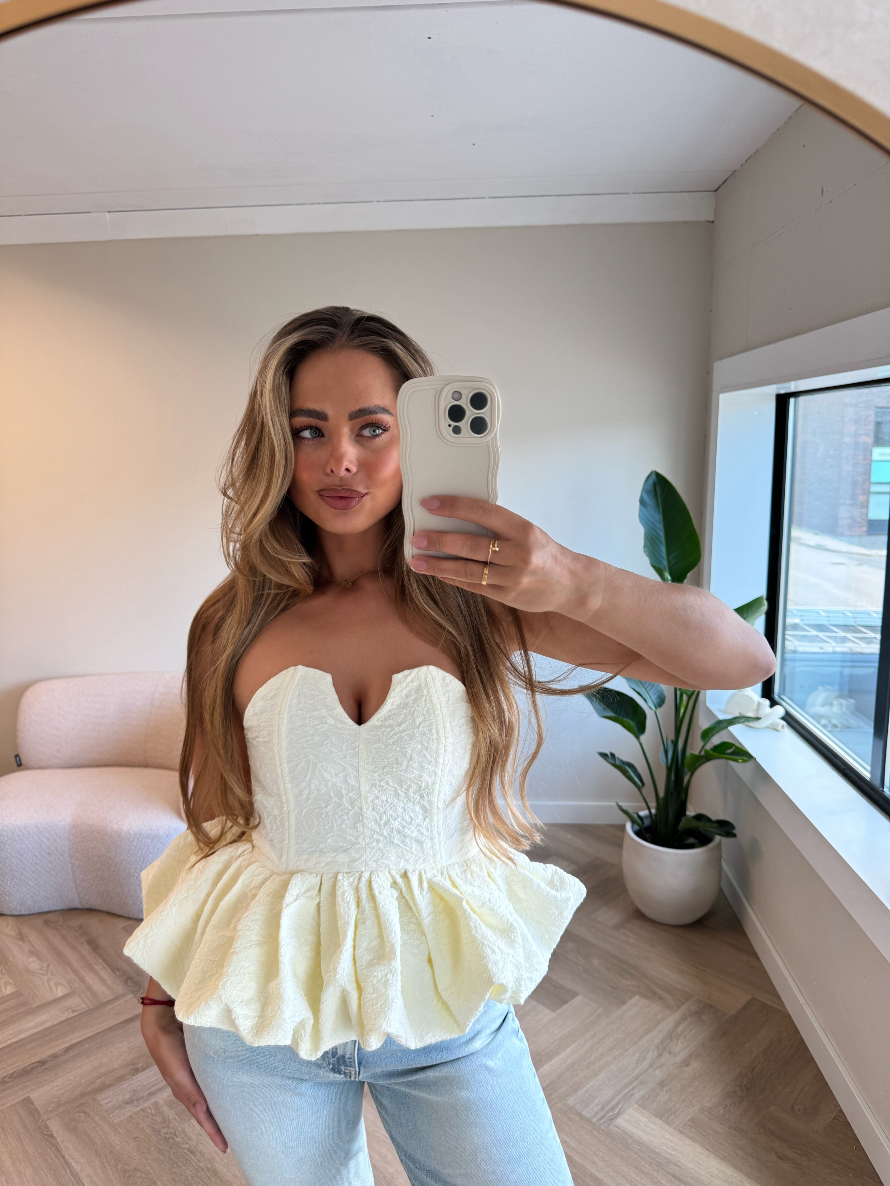 Jacquard Top Creme | Julia