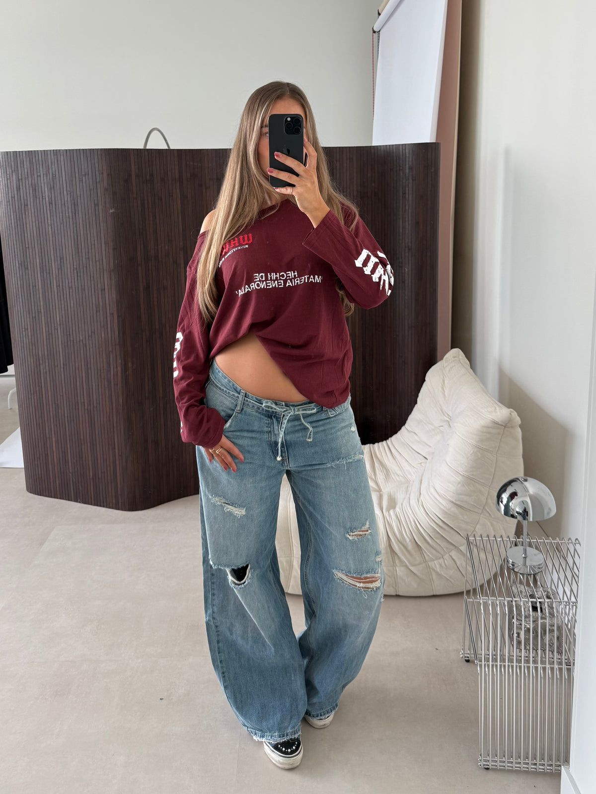 Queen Hearts Ripped Jeans Blauw