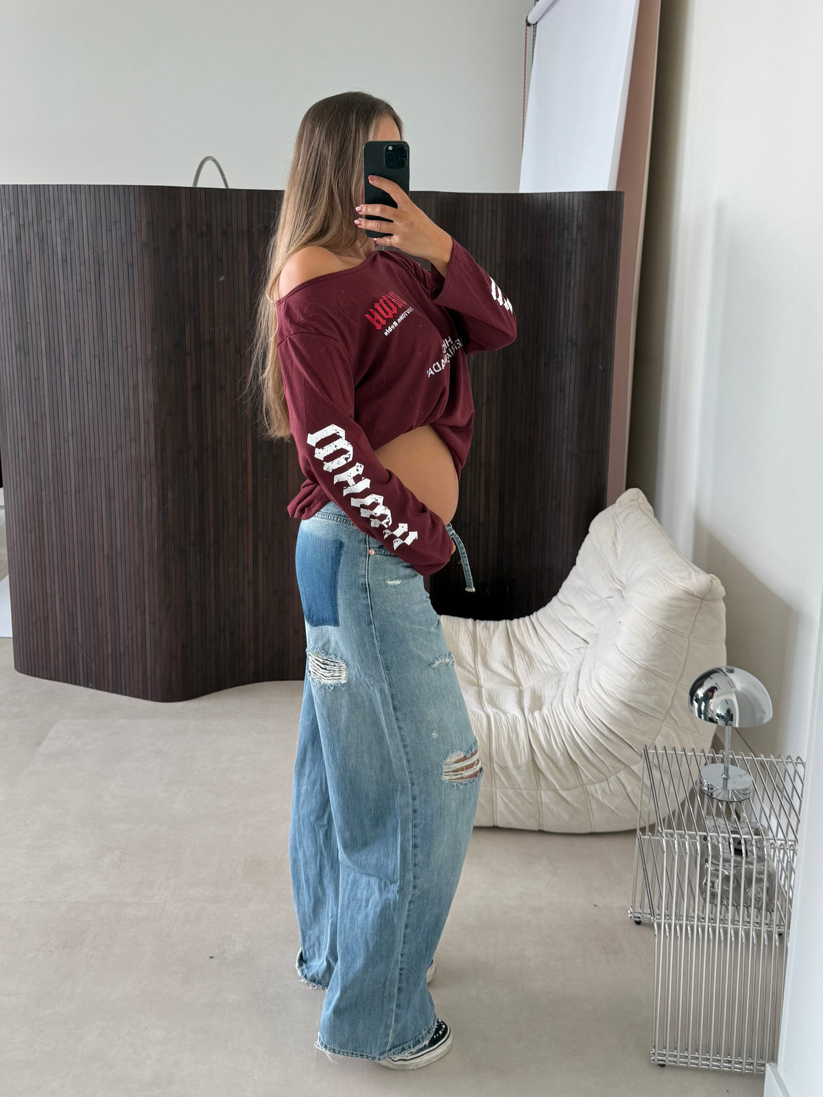 Queen Hearts Ripped Jeans Blauw