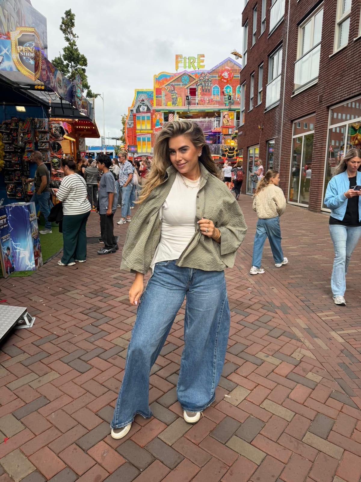 Oversized Geruite Blouse Groen | Sam