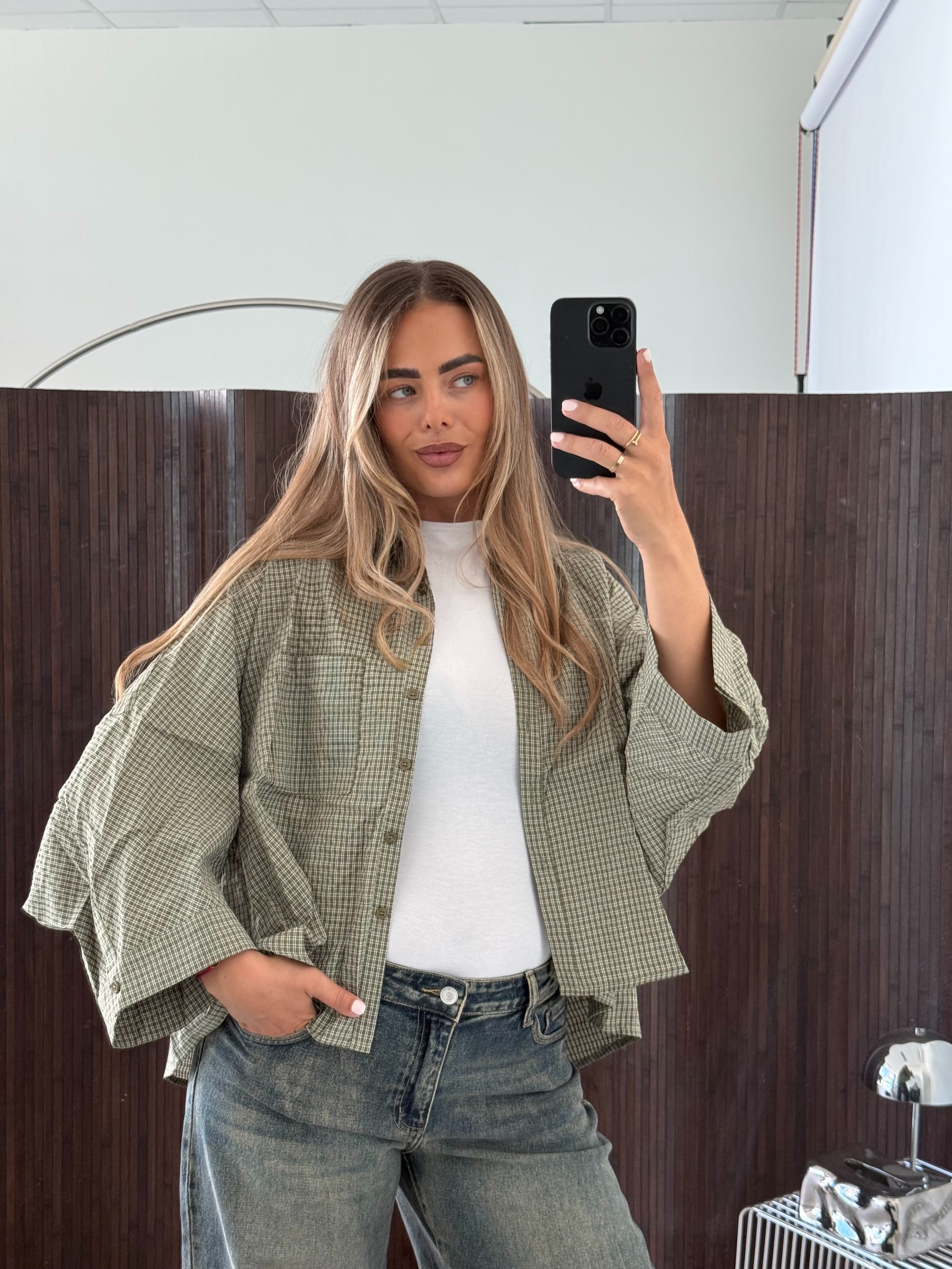 Oversized Geruite Blouse Groen | Sam