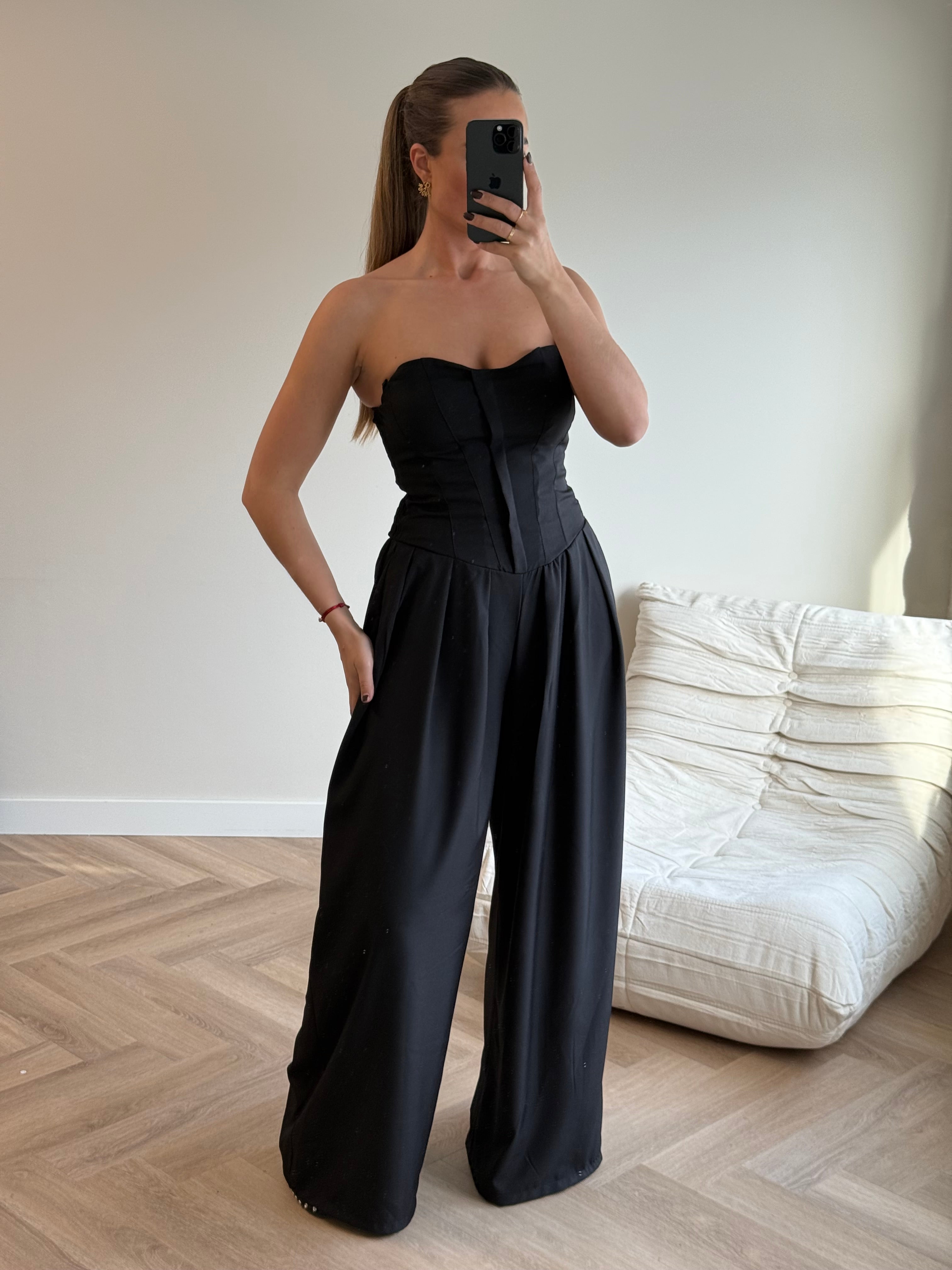 Tall Strapless Jumpsuit Zwart | Tess