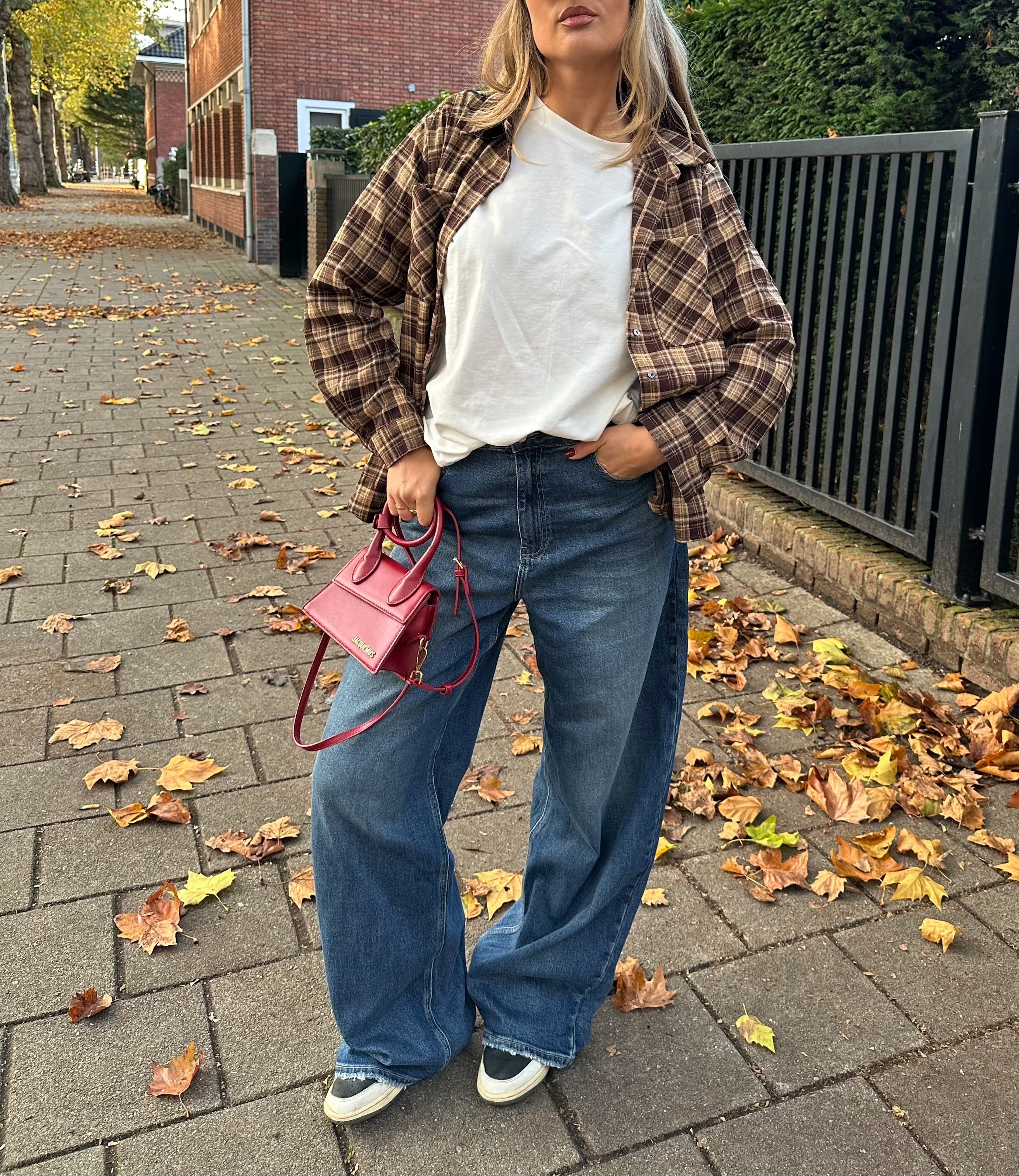 Geruite Blouse Bruin | Loua