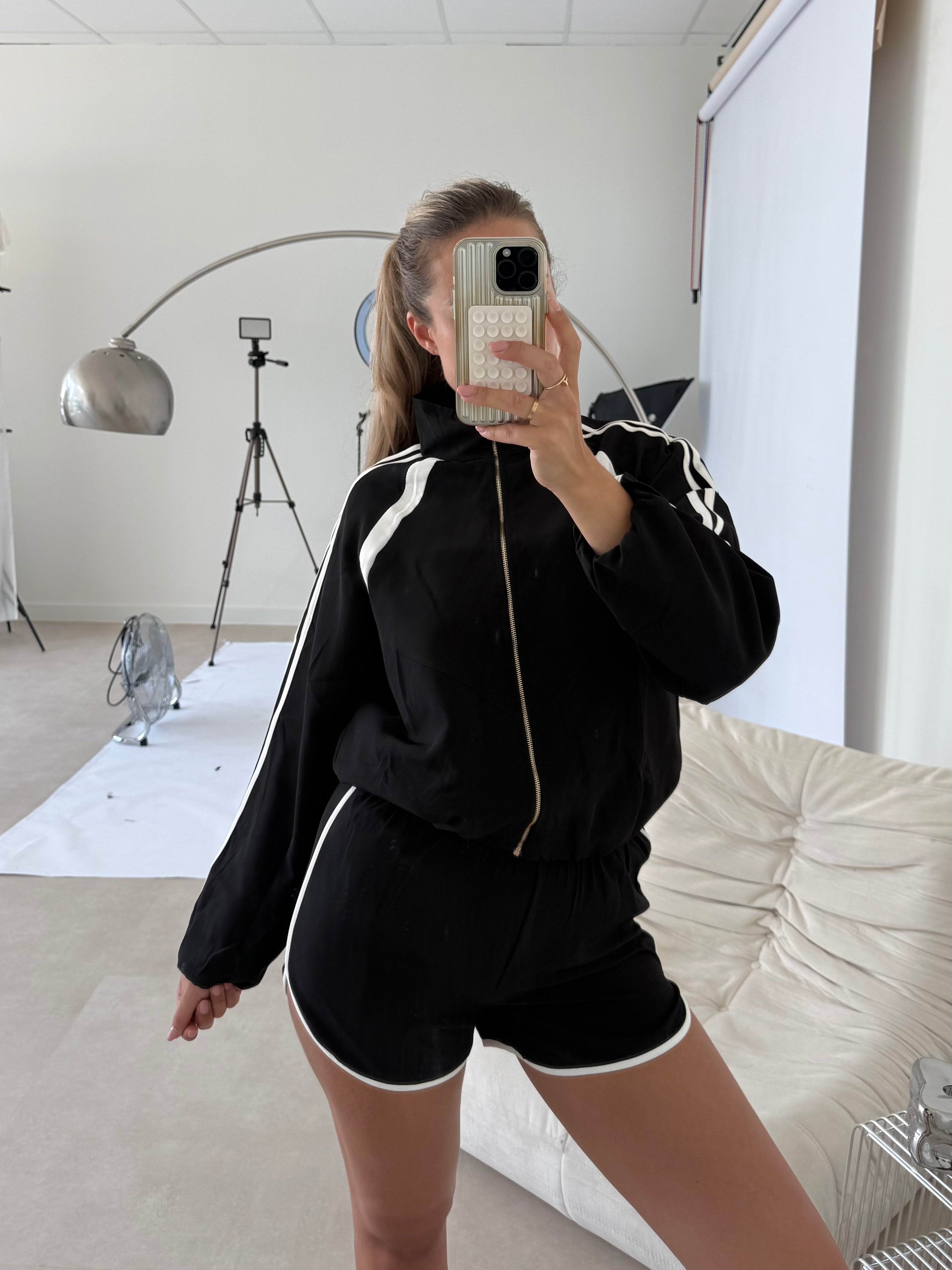 Sporty Two Piece Set Zwart