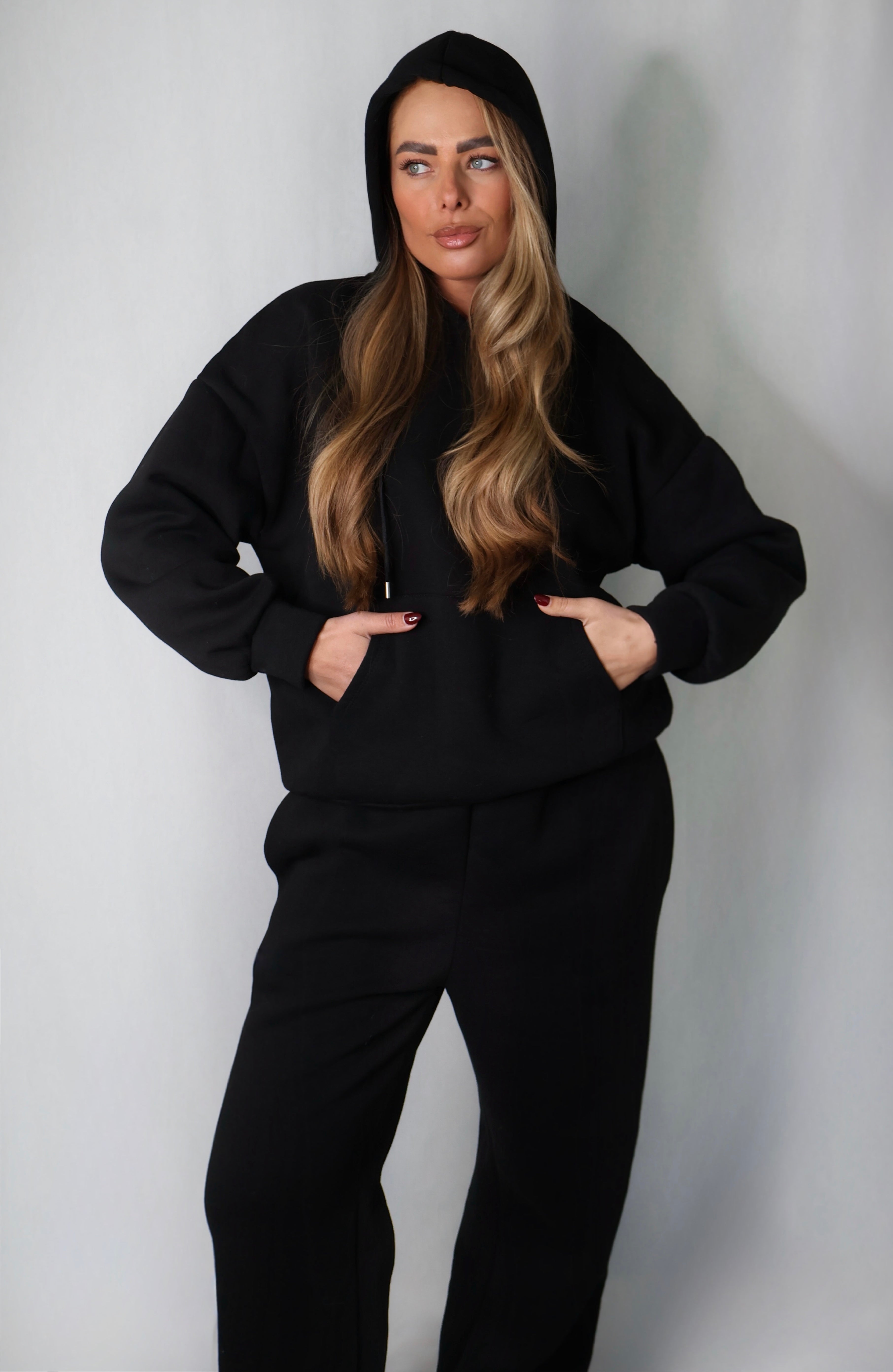 Jogging Set Fleece Zwart | Sky