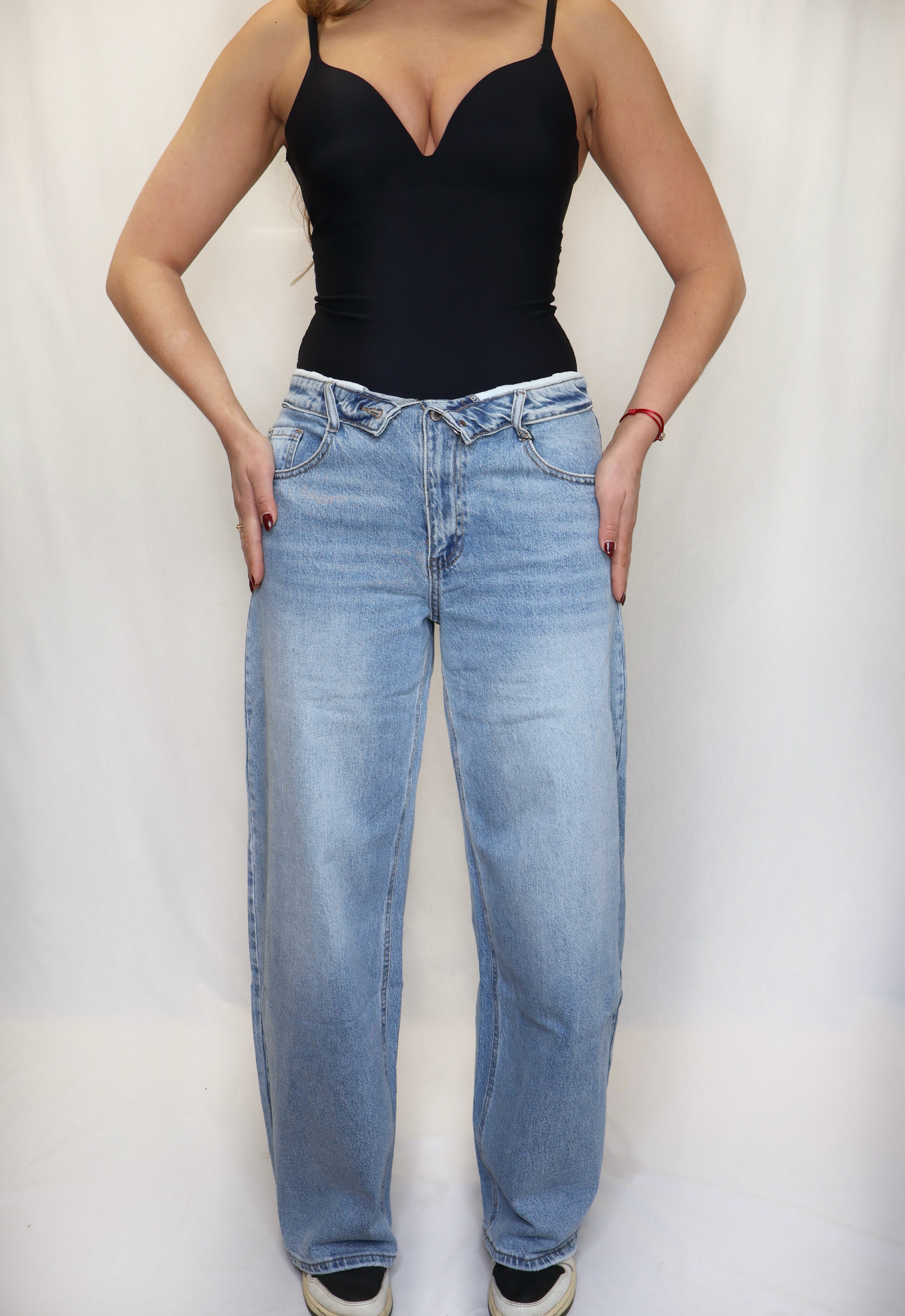 Omslag Wide Leg Jeans Blauw | Megan