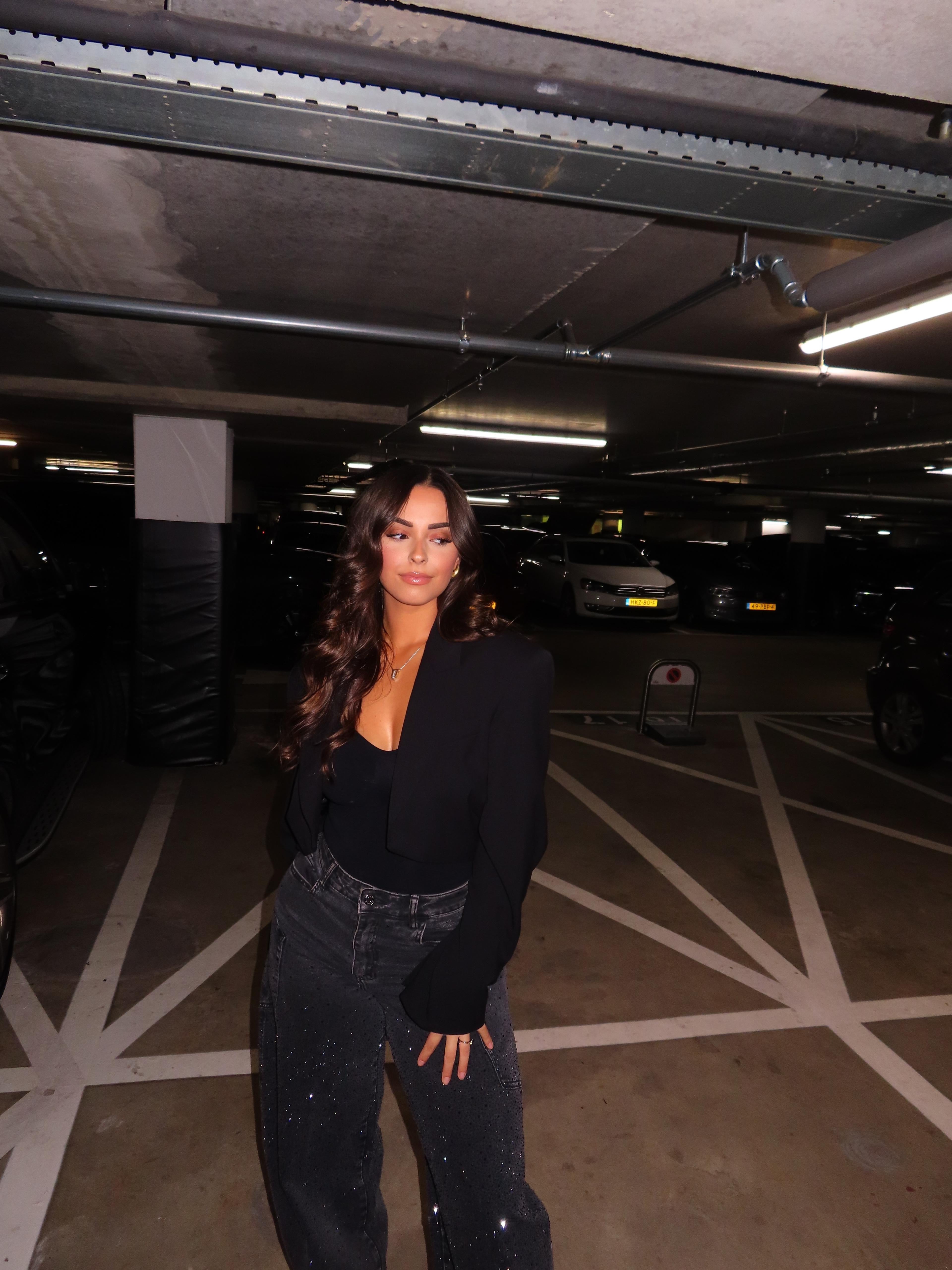 Queen Hearts Balloon Jeans Strass Grijs