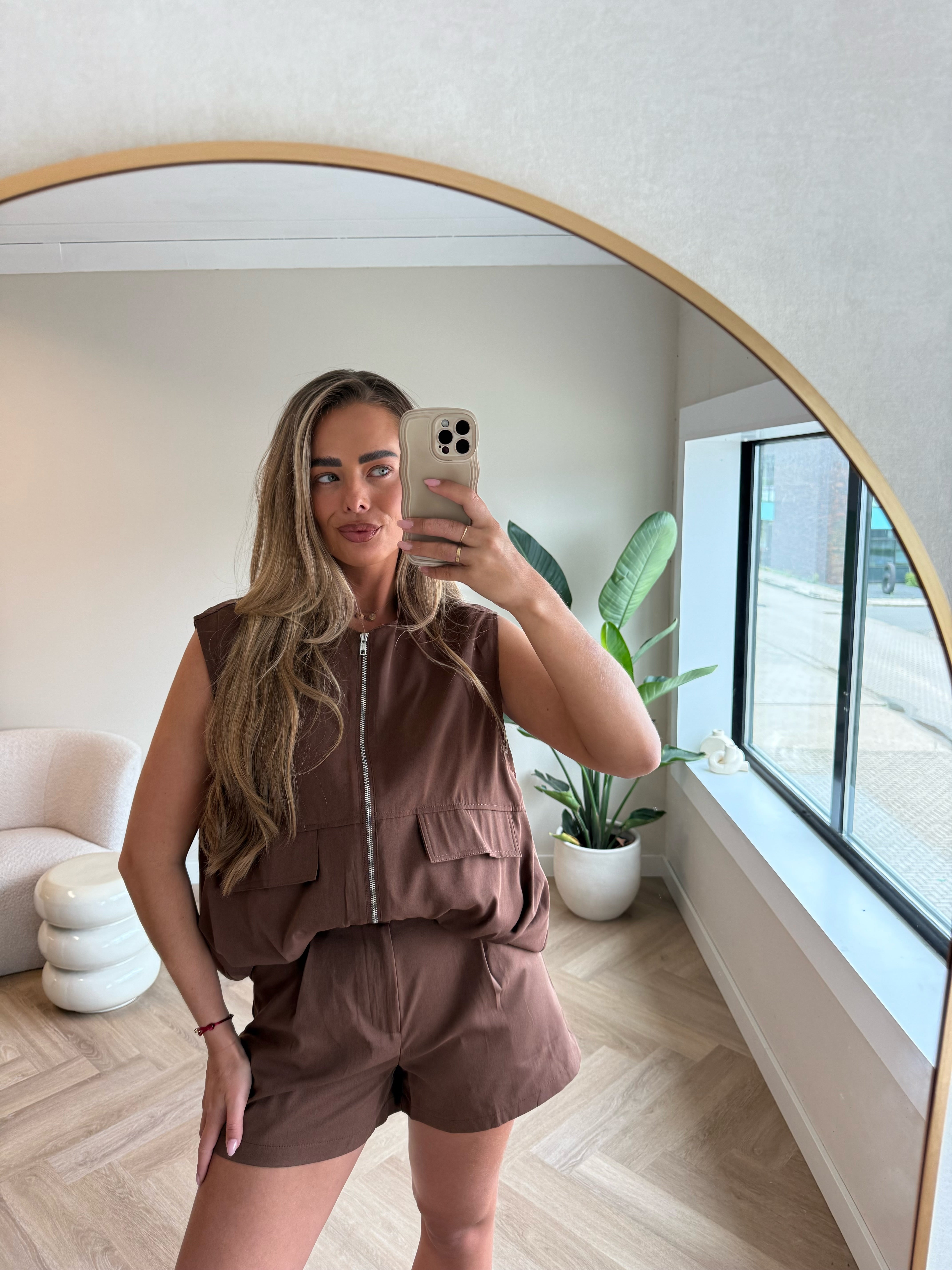 Two Piece Gilet Set Bruin | Meggie