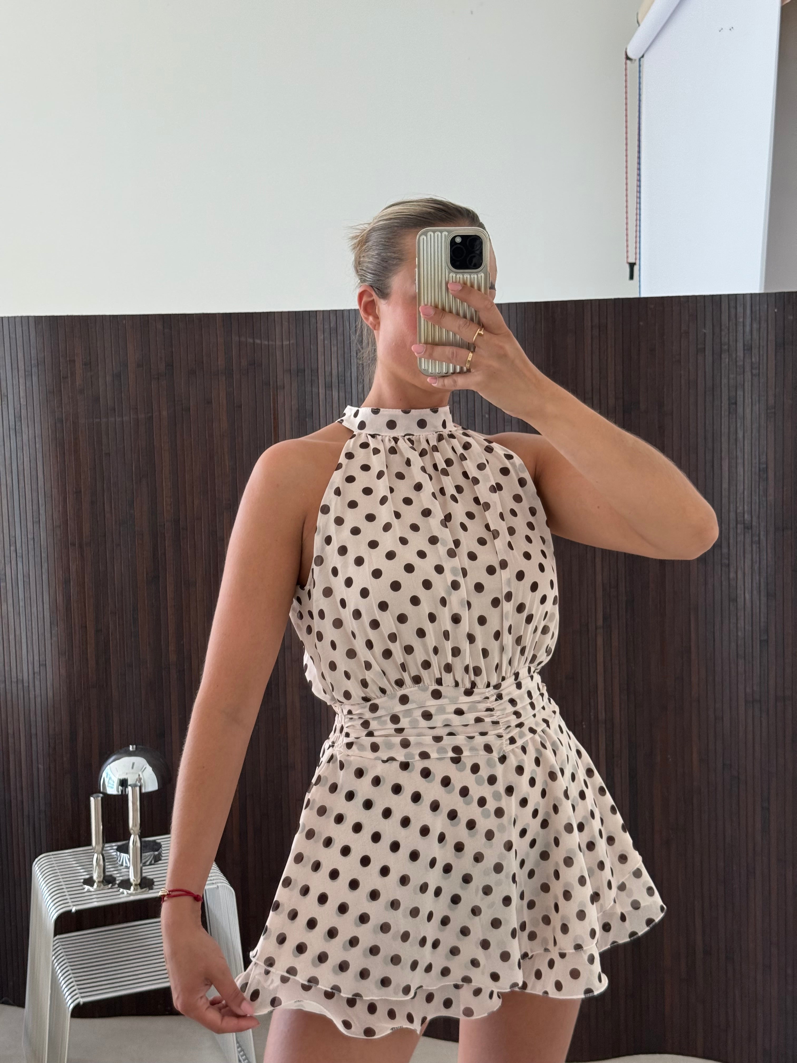 Polkadot Playsuit Crème Bruin