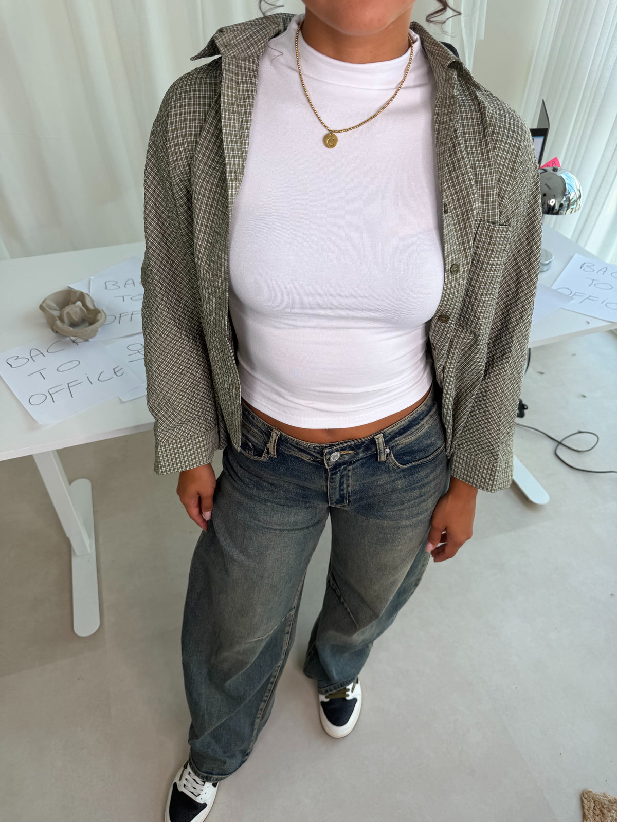 Oversized Geruite Blouse Groen | Sam