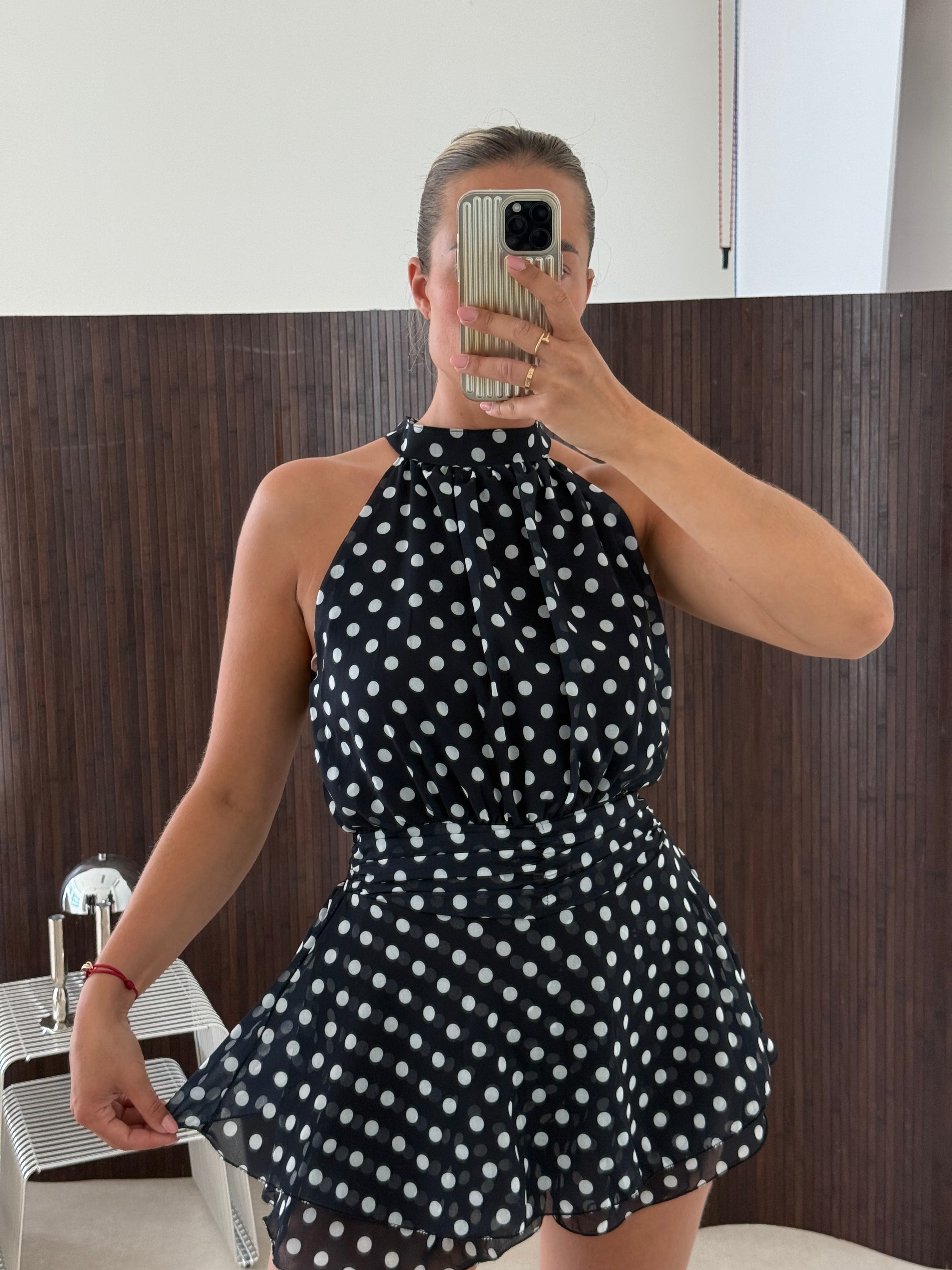 Polkadot Playsuit Navy Wit