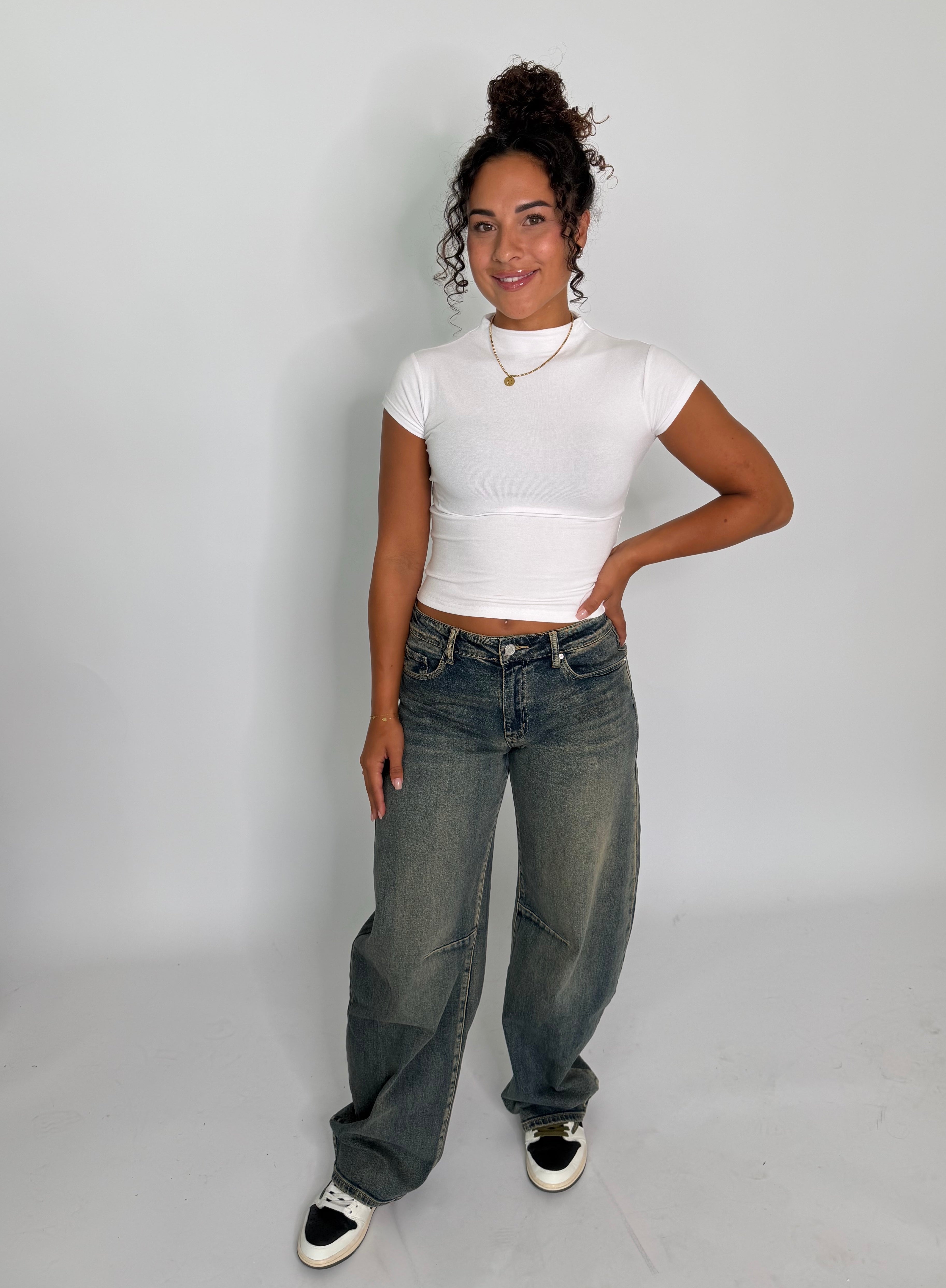 Queen Hearts Barrel Jeans Vintage Washing