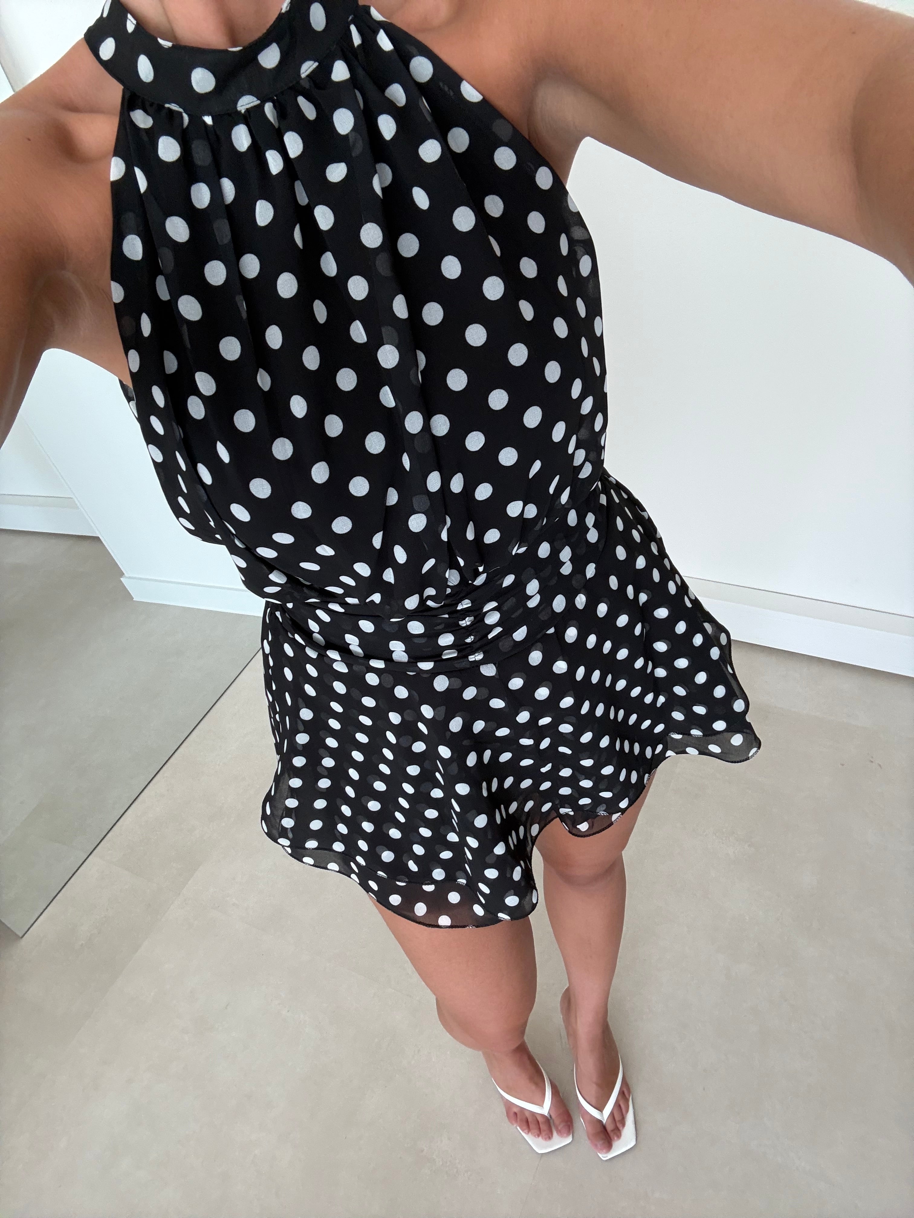 Polkadot Playsuit Zwart Wit