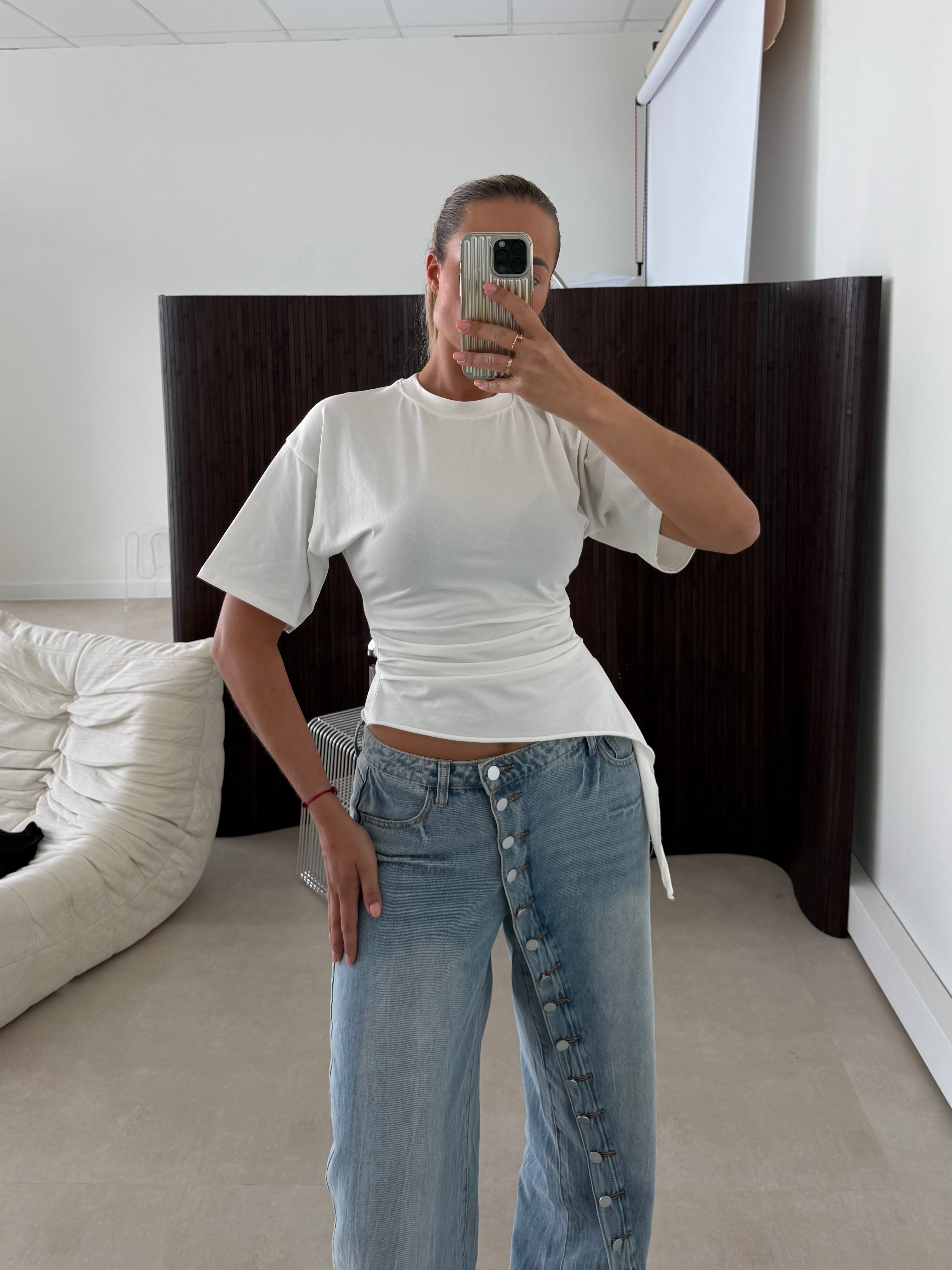 T-shirt Asymmetrisch Wit | Thirza