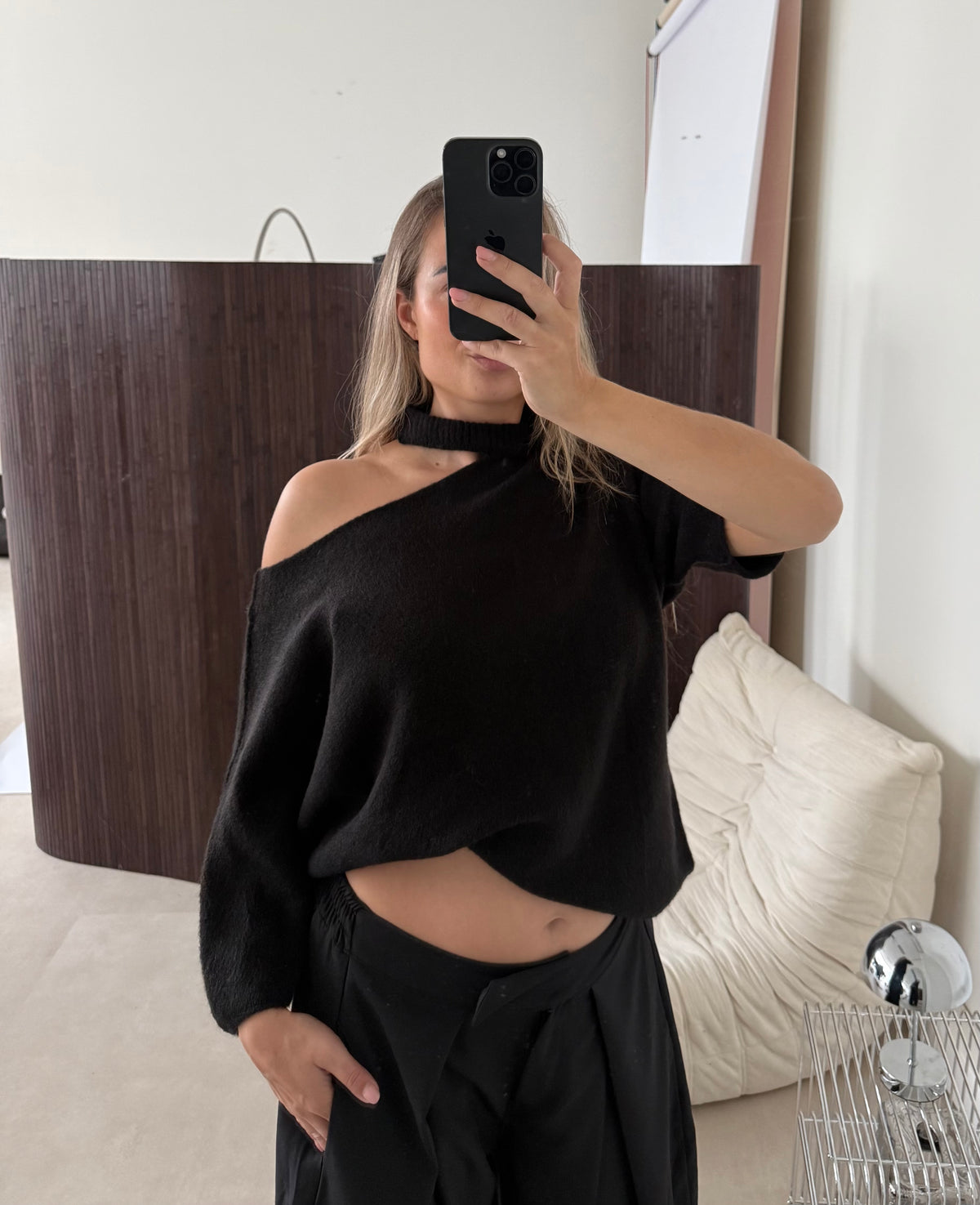 Knit Trui Cut Out | Zwart