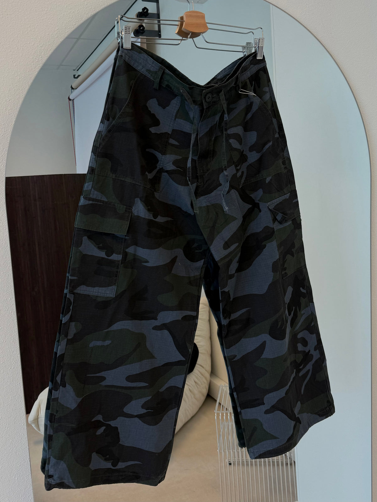 Camouflage Wide Pants Blauw