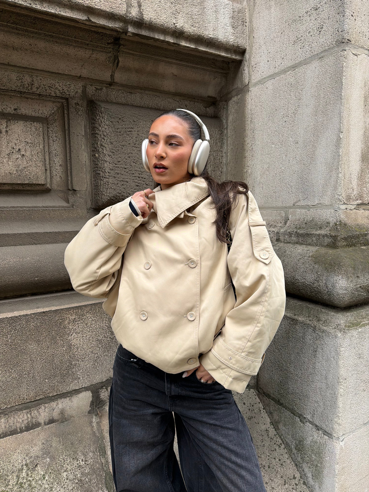 Trench Jas Kort Beige