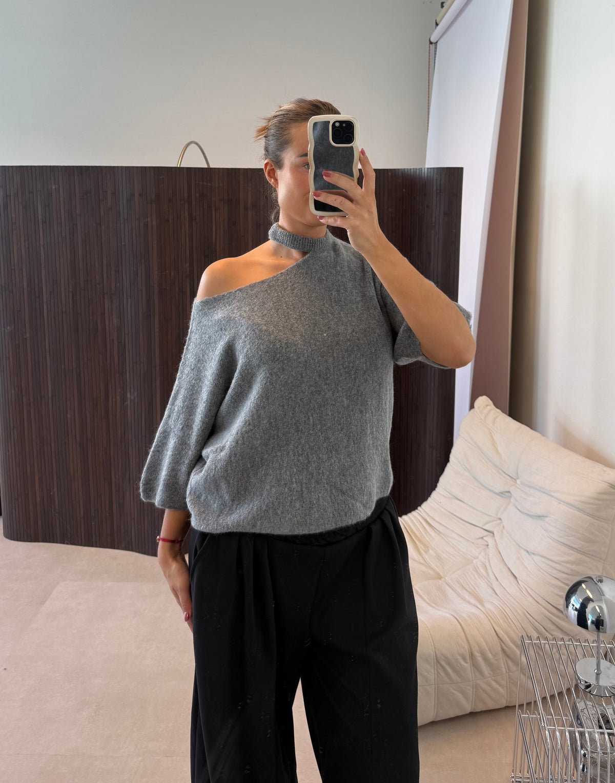 Knit Trui Cut Out | Grijs