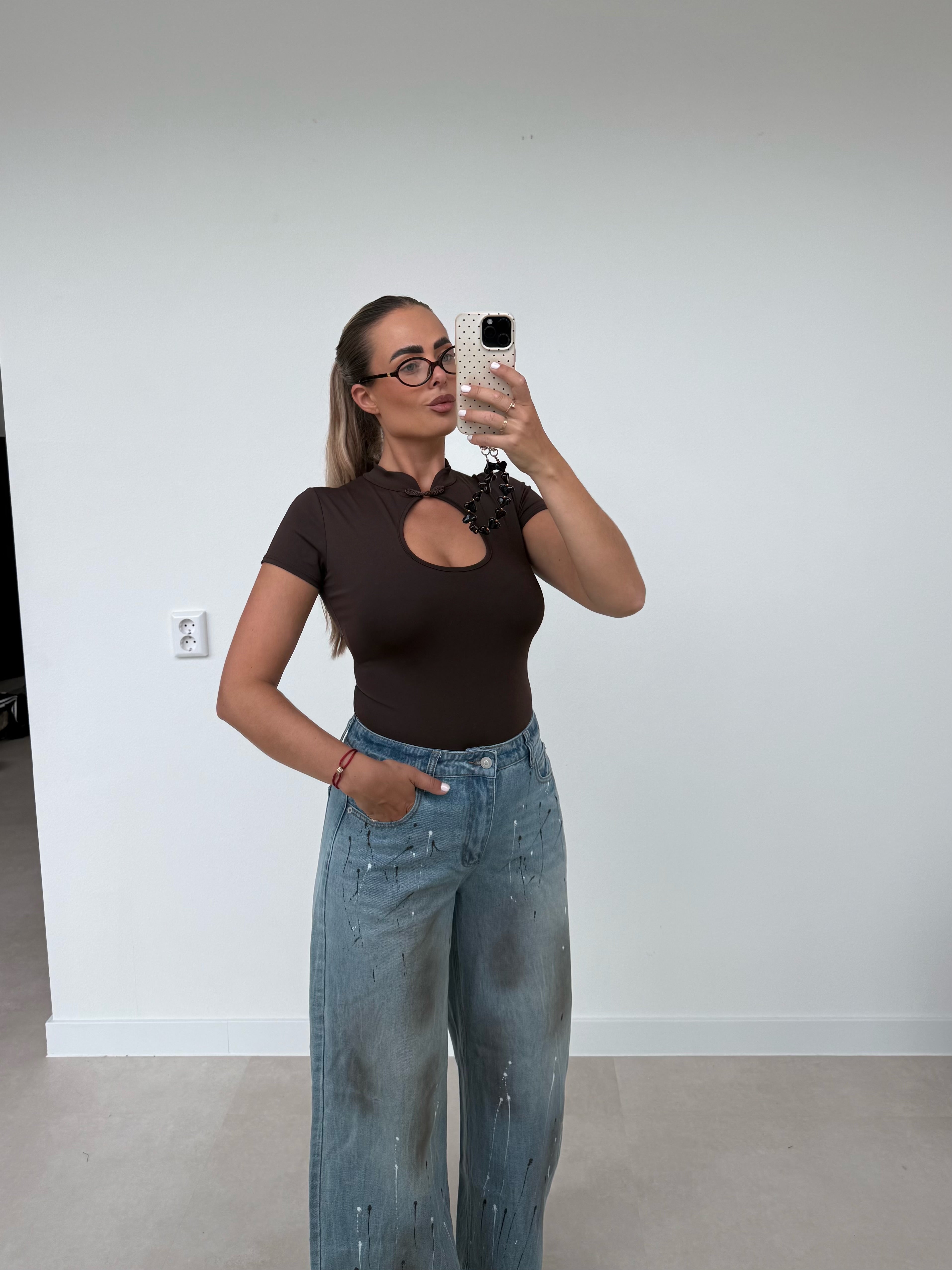 Wide Leg Jeans Verfspatten