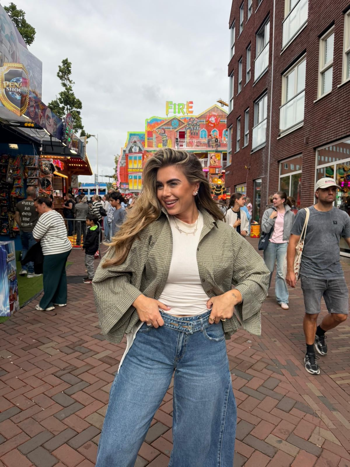 Oversized Geruite Blouse Groen | Sam