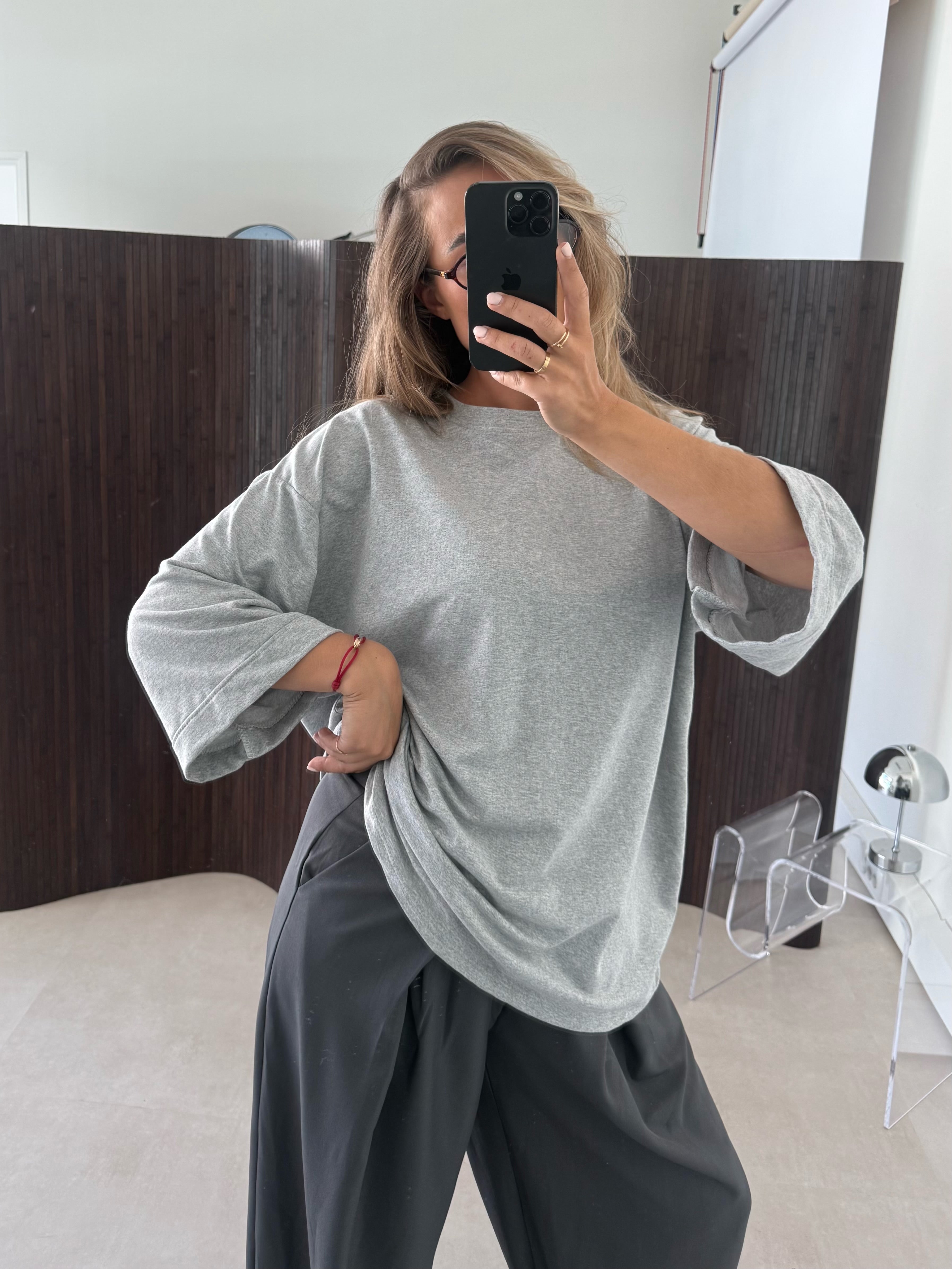 Oversized Boyfriend T-shirt Grijs