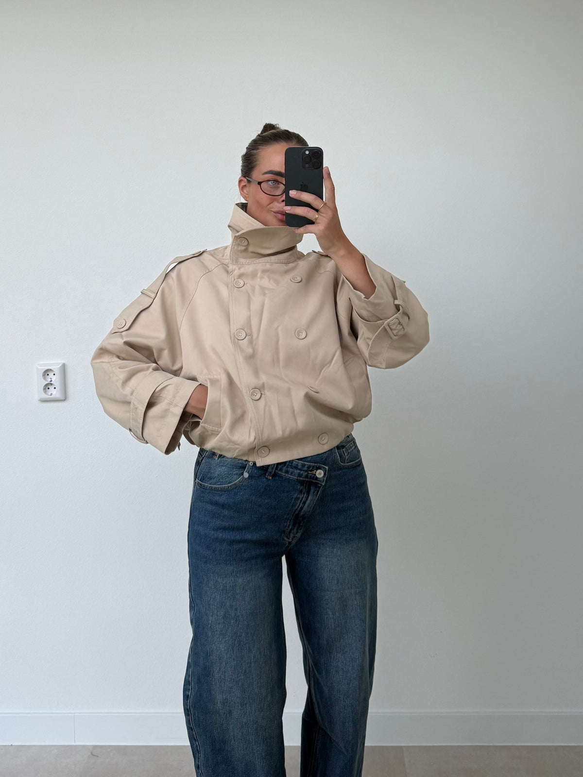 Trench Jas Kort Beige