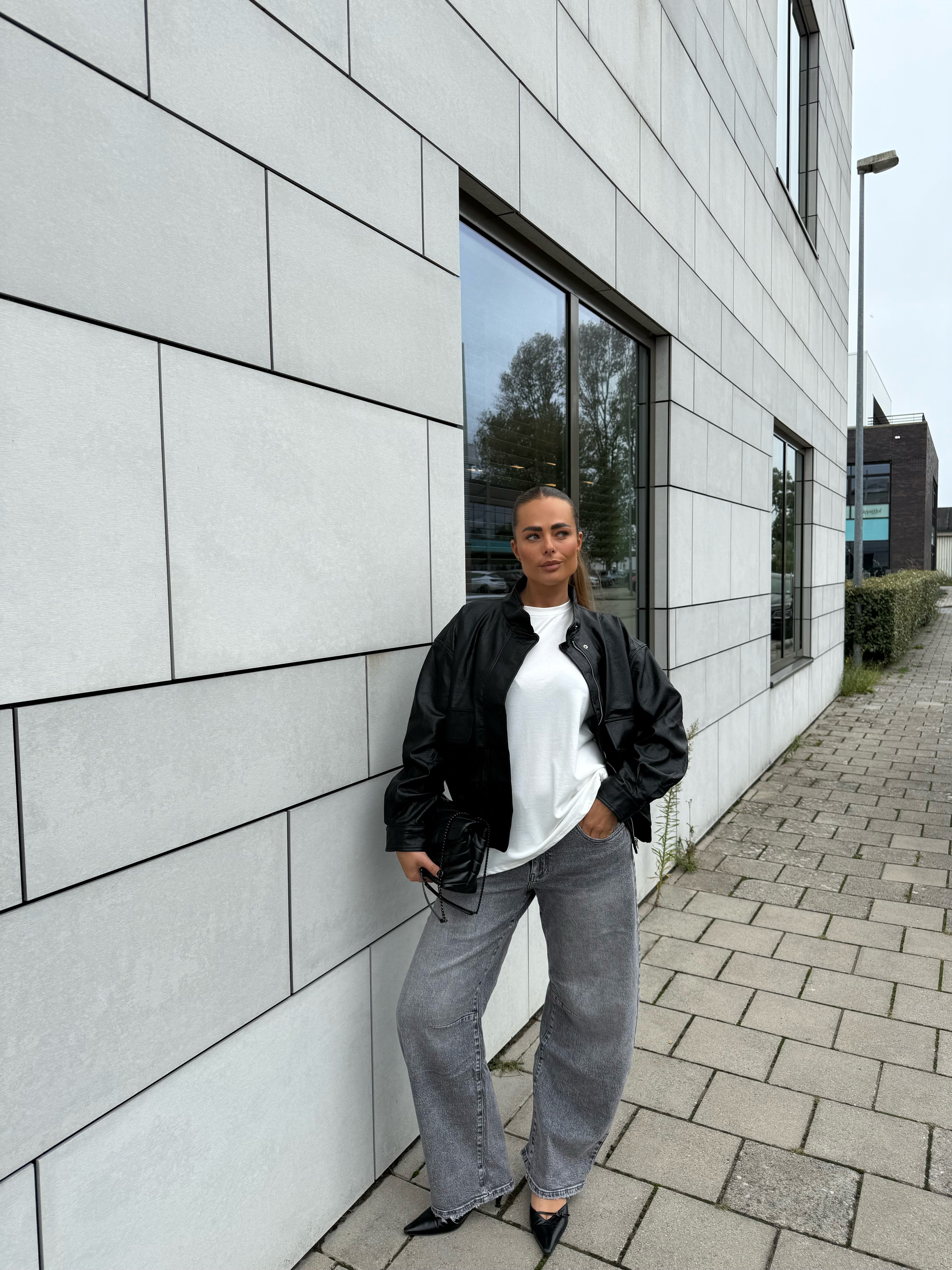 PU Leather Jacket Zwart | Yasmin