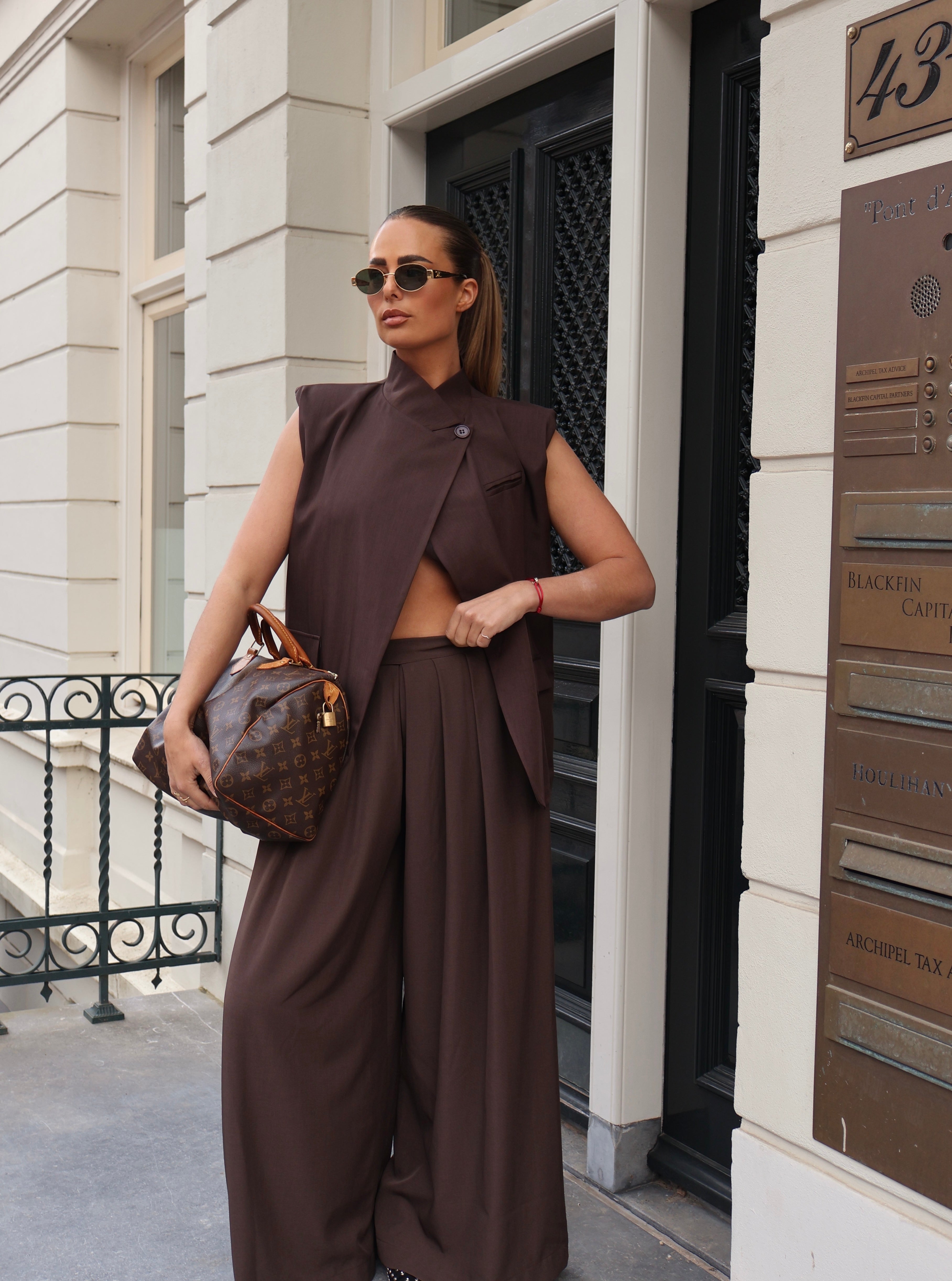 Wijde Pantalon Geplooid Bruin | Charlie