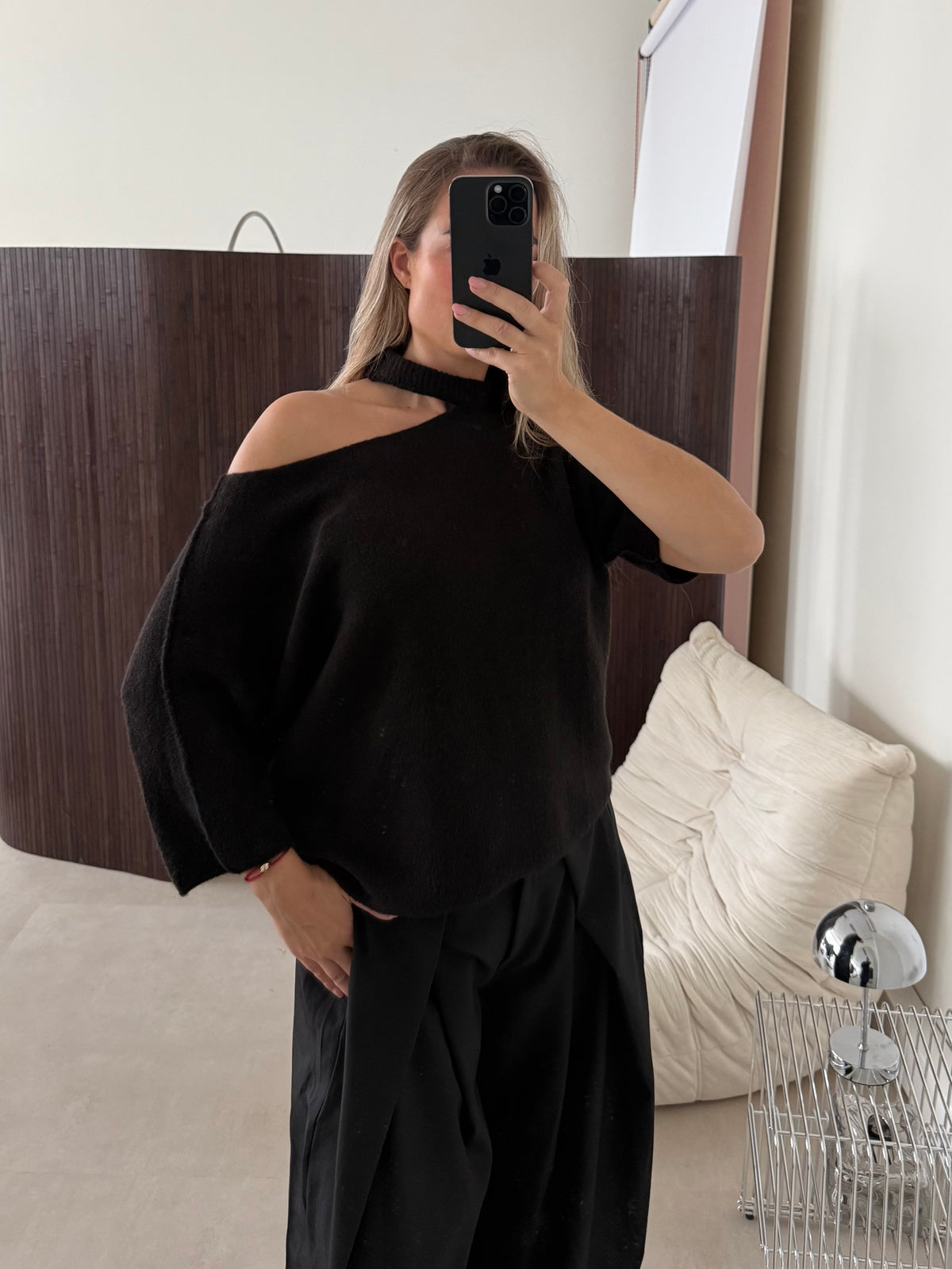 Knit Trui Cut Out | Zwart