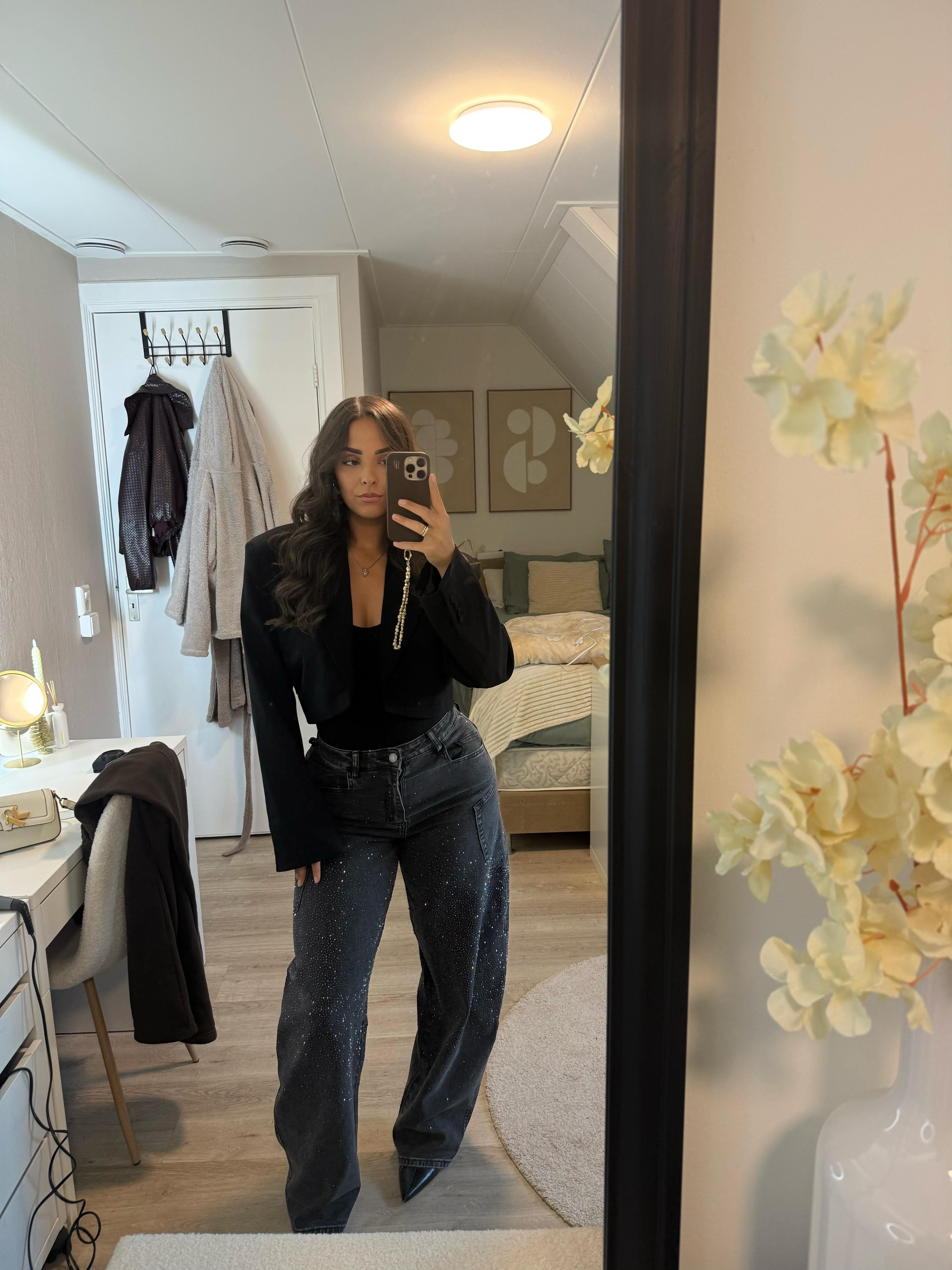 Queen Hearts Balloon Jeans Strass Grijs