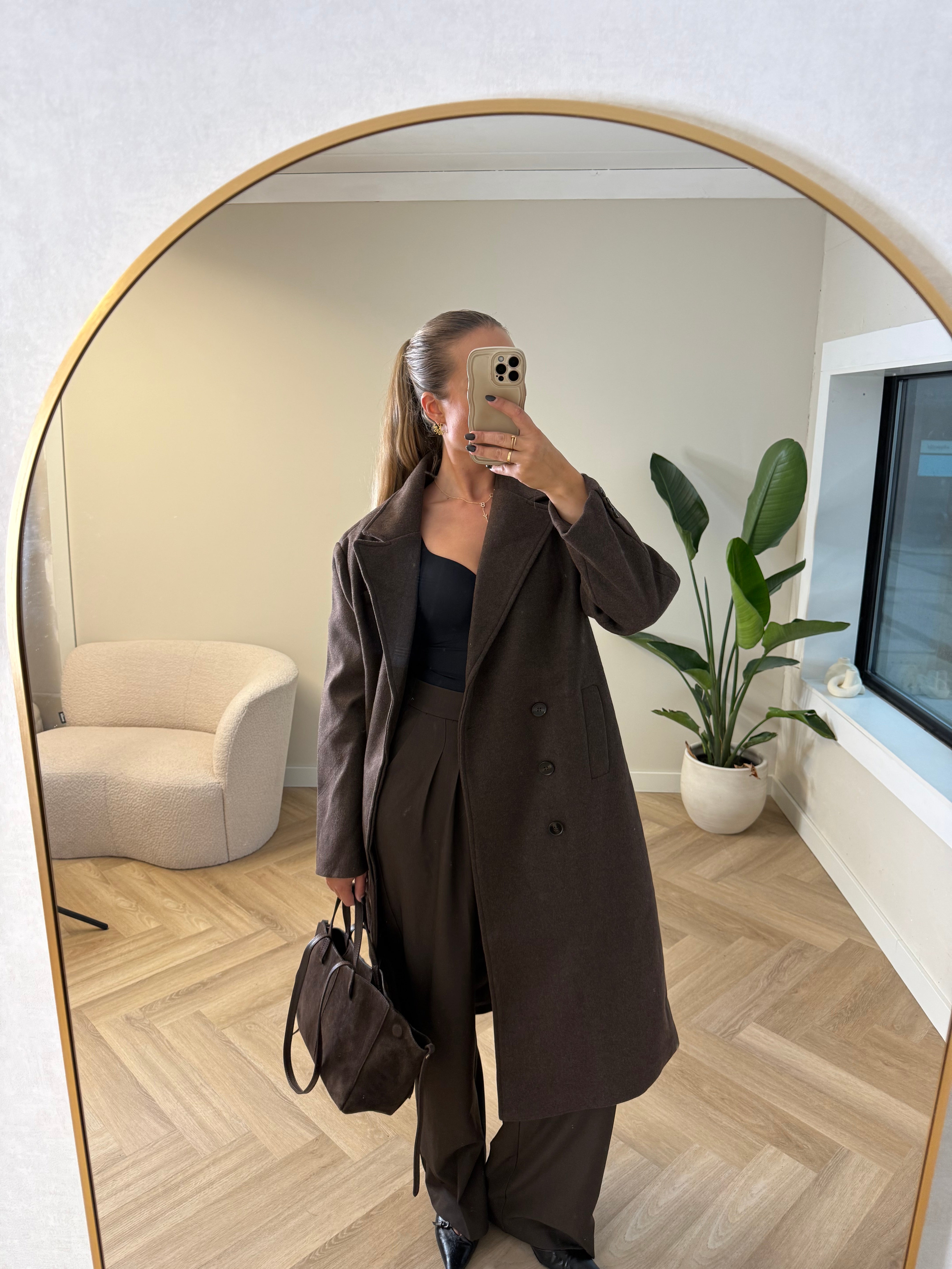 Lange Mantel Jas Bruin | Frankie