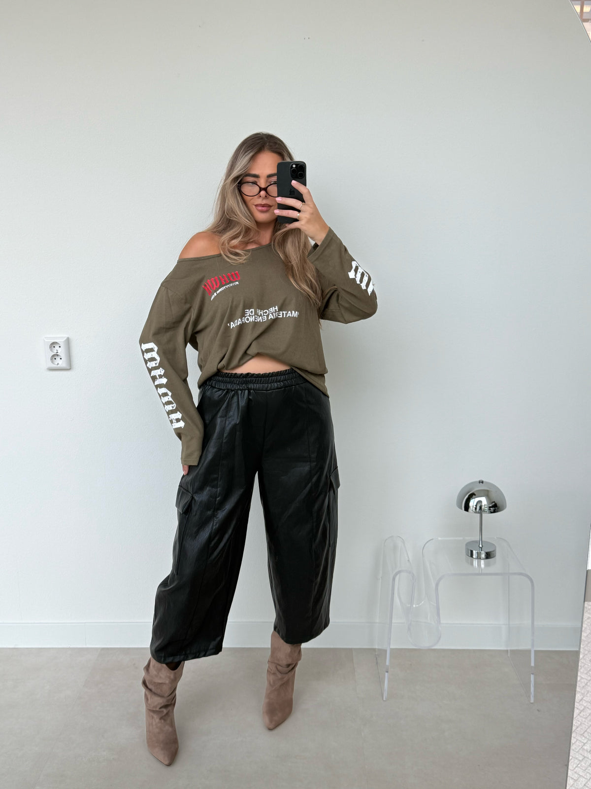 PU Leather Jort Zwart