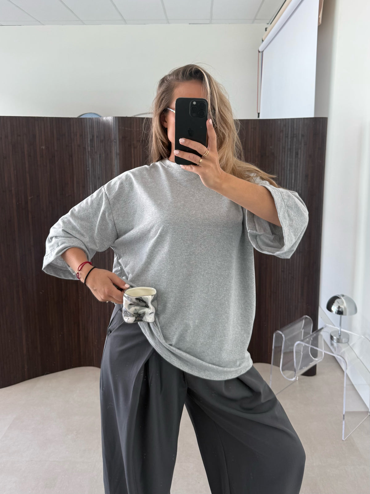 Oversized Boyfriend T-shirt Grijs