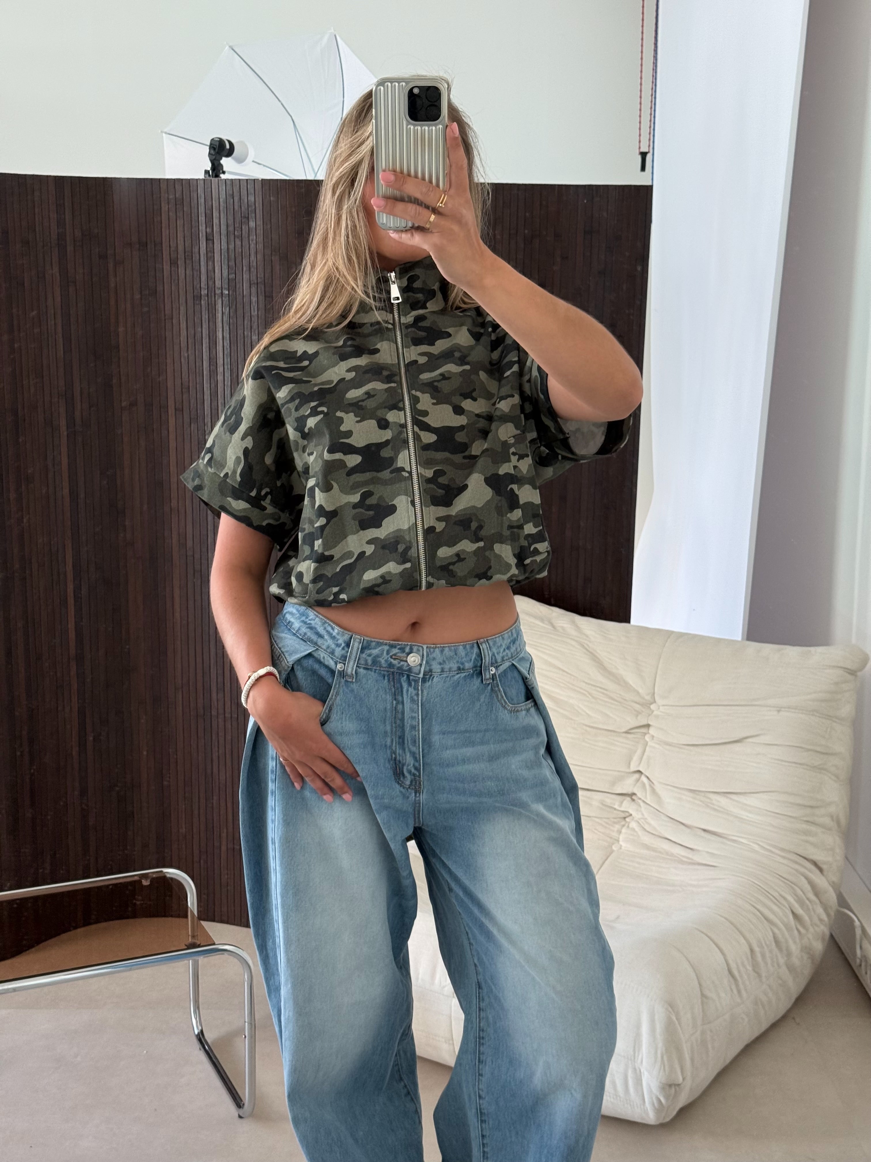 Camouflage Zip Up Jacket | Cassie