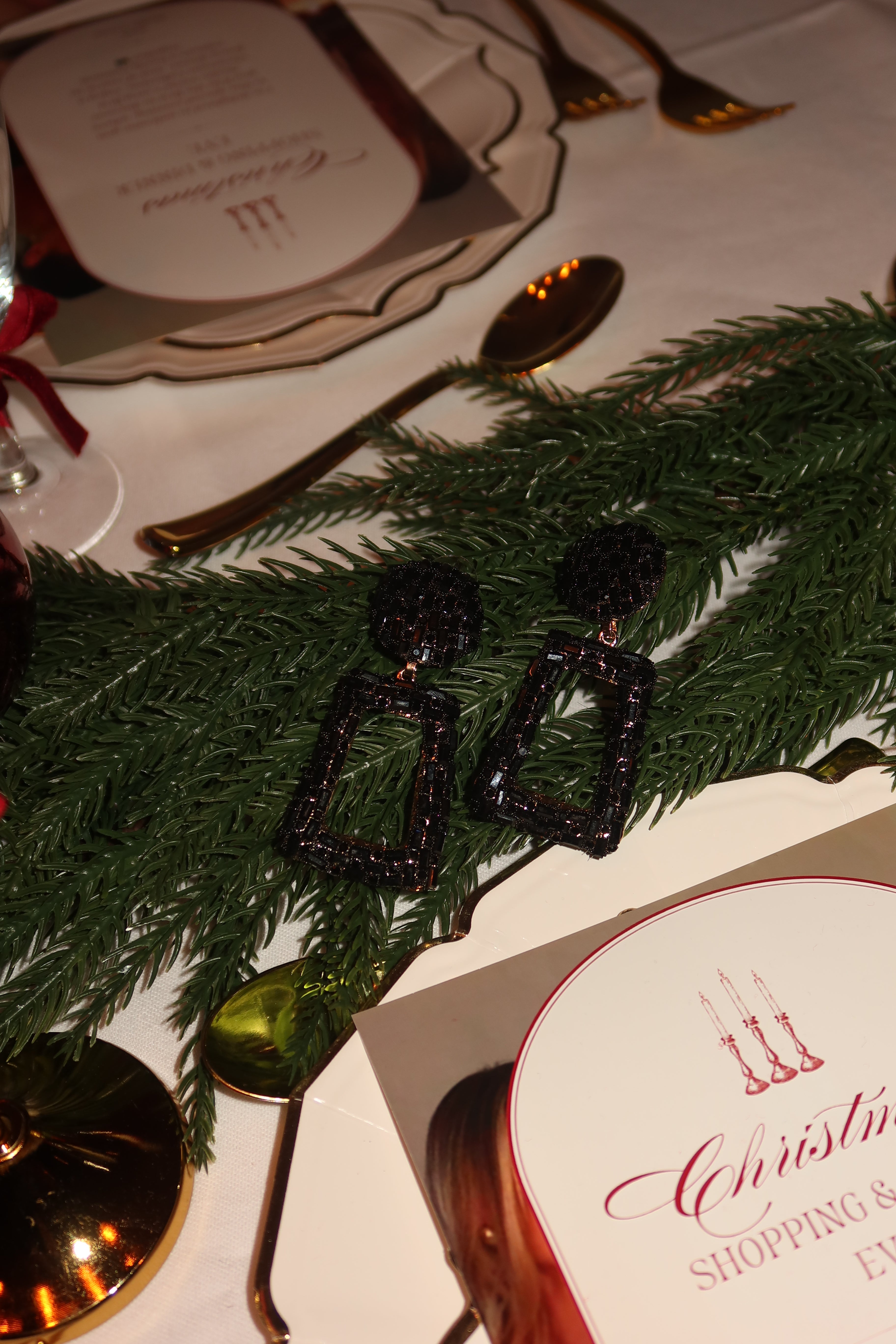 Hanger Oorbellen Steentjes Zwart