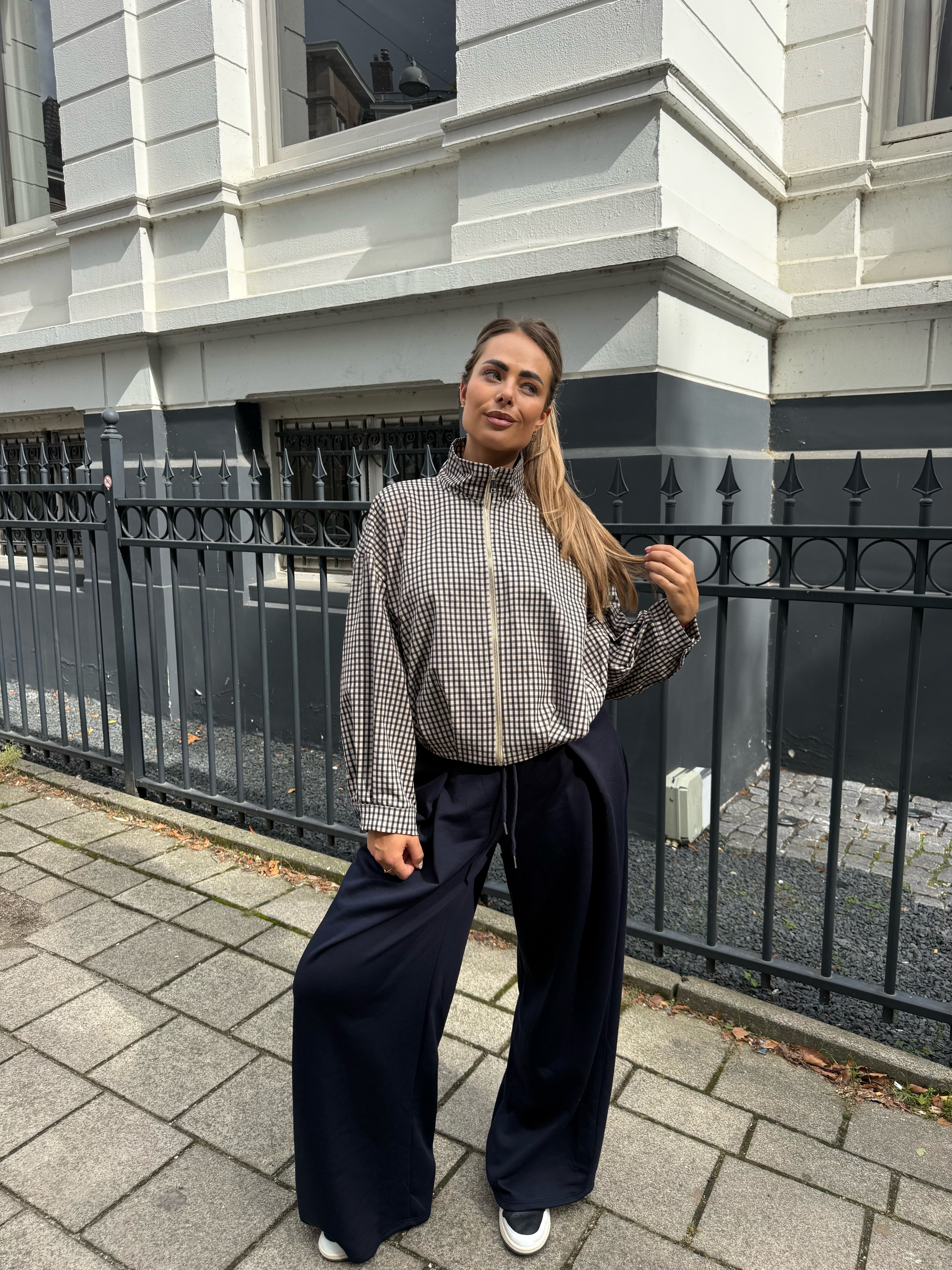 Bomber Geruit Navy