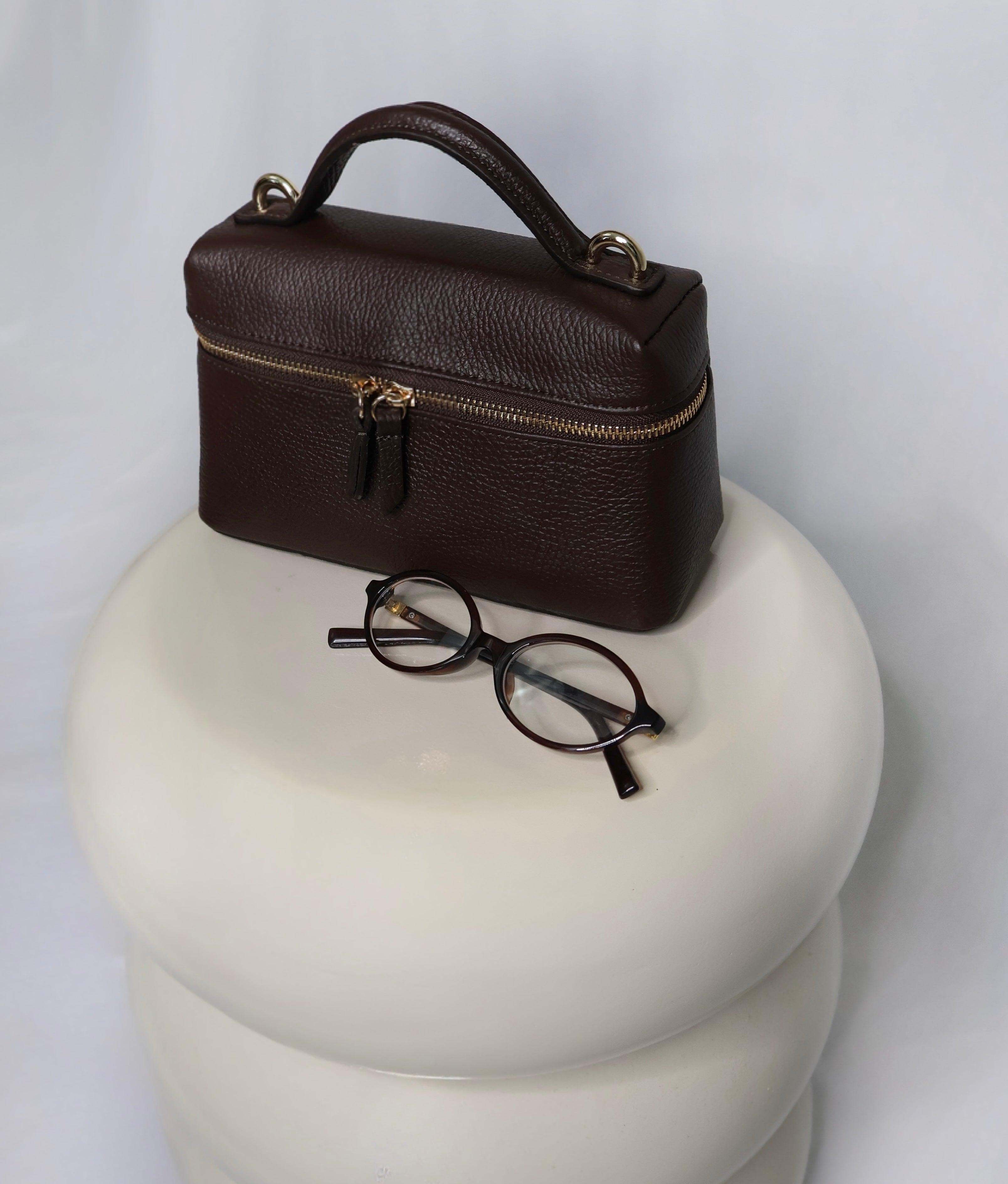 Leren Damestas Rechthoekig Bruin | Jane