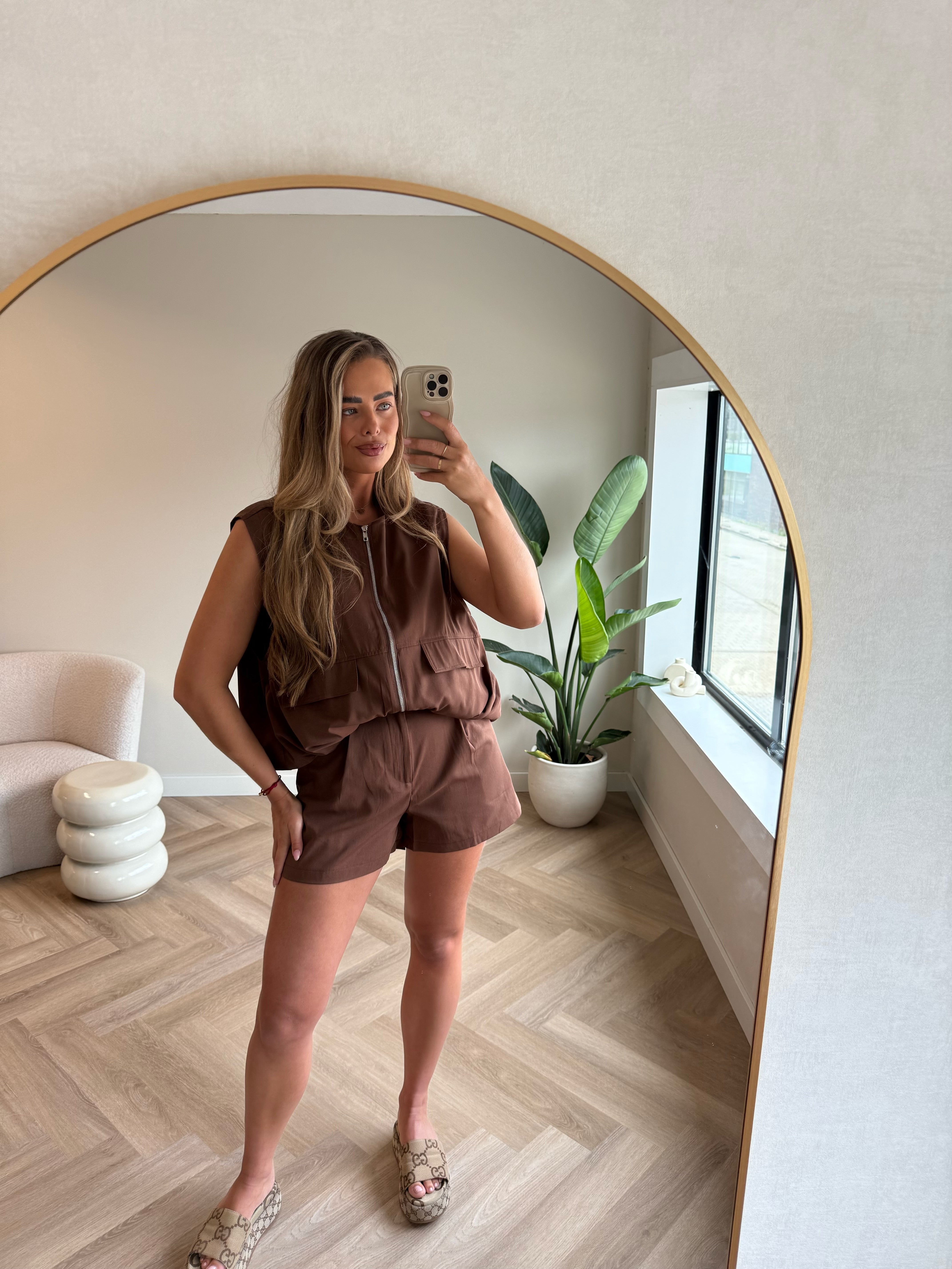 Two Piece Gilet Set Bruin | Meggie