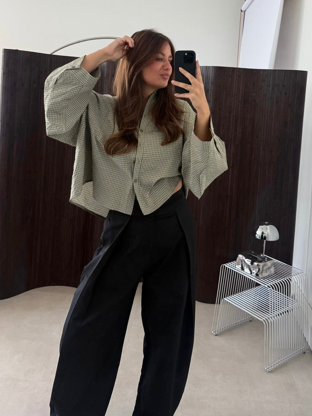 Oversized Geruite Blouse Groen | Sam