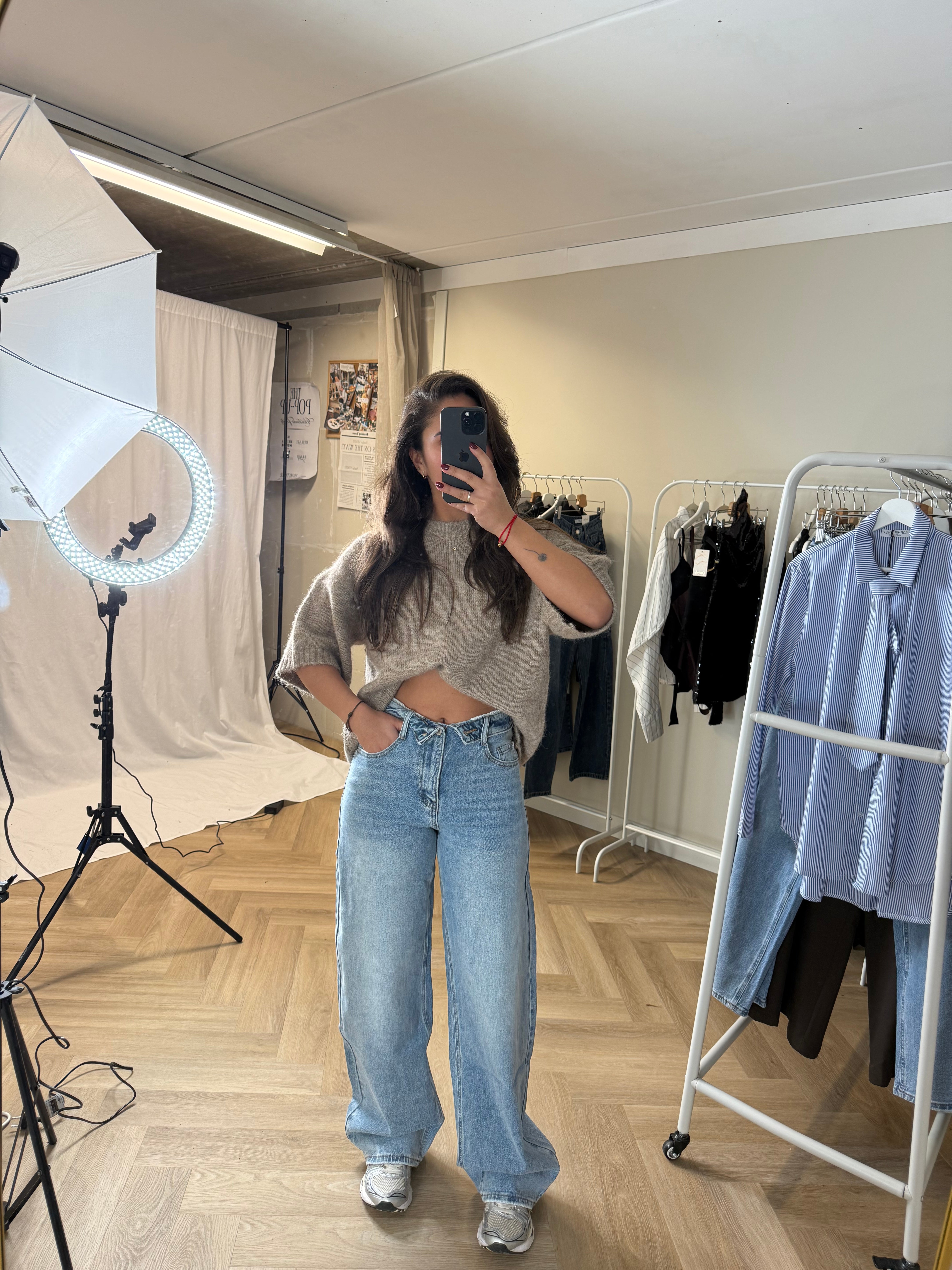 Omslag Wide Leg Jeans Blauw | Megan